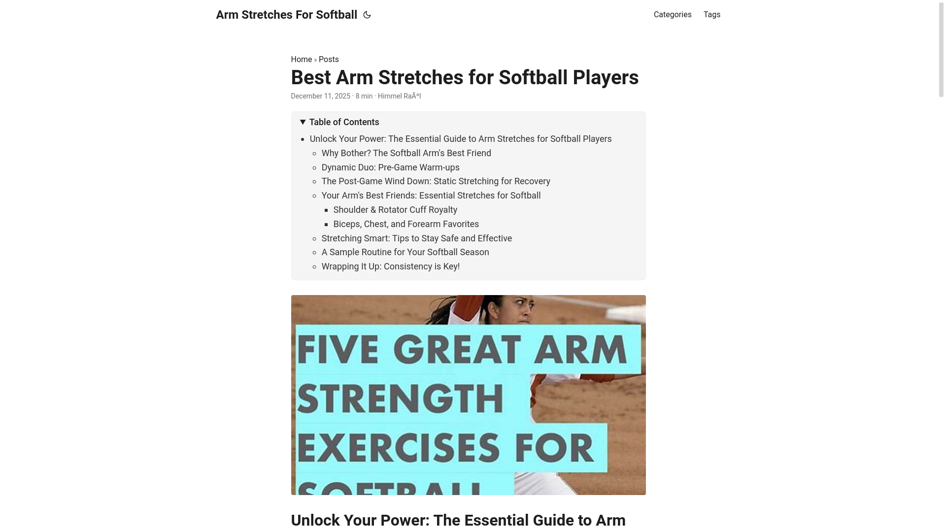 website screenshot of https://armstretchesforsoftball.pages.dev/
