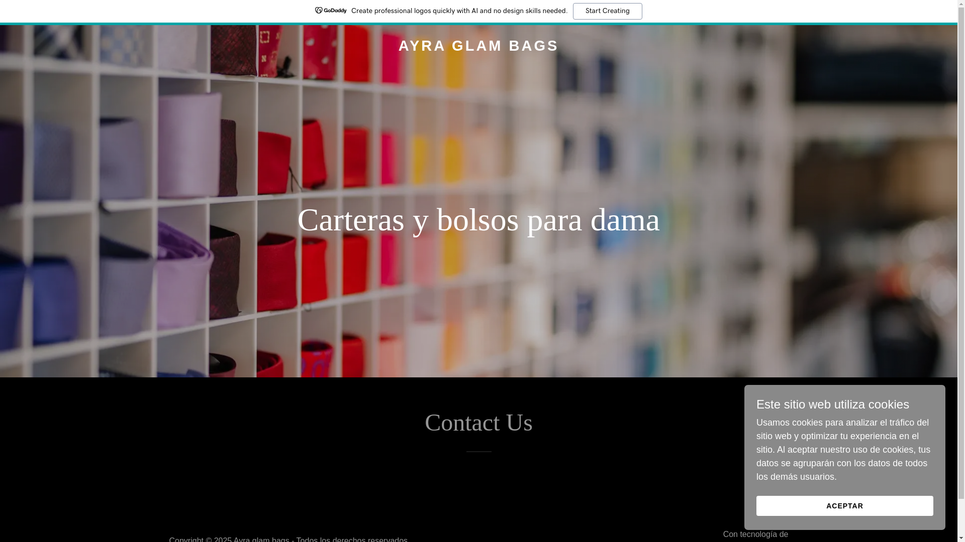 website screenshot of https://ayrabags.com/