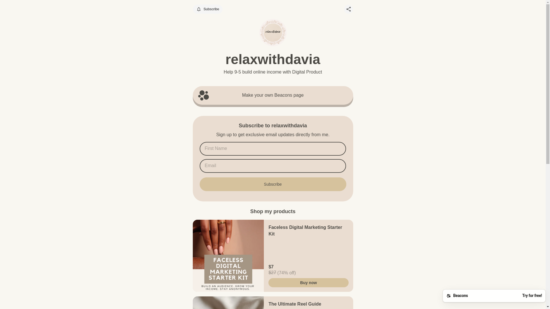 website screenshot of https://relaxwithdavia.com/