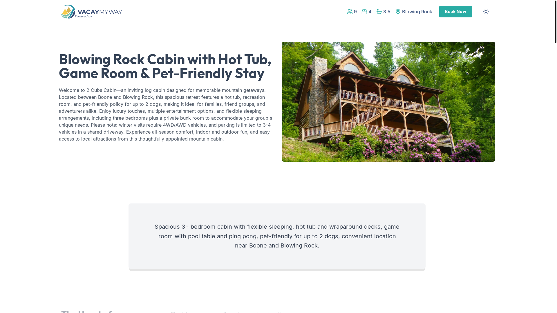 website screenshot of https://blissbrook.rentals/
