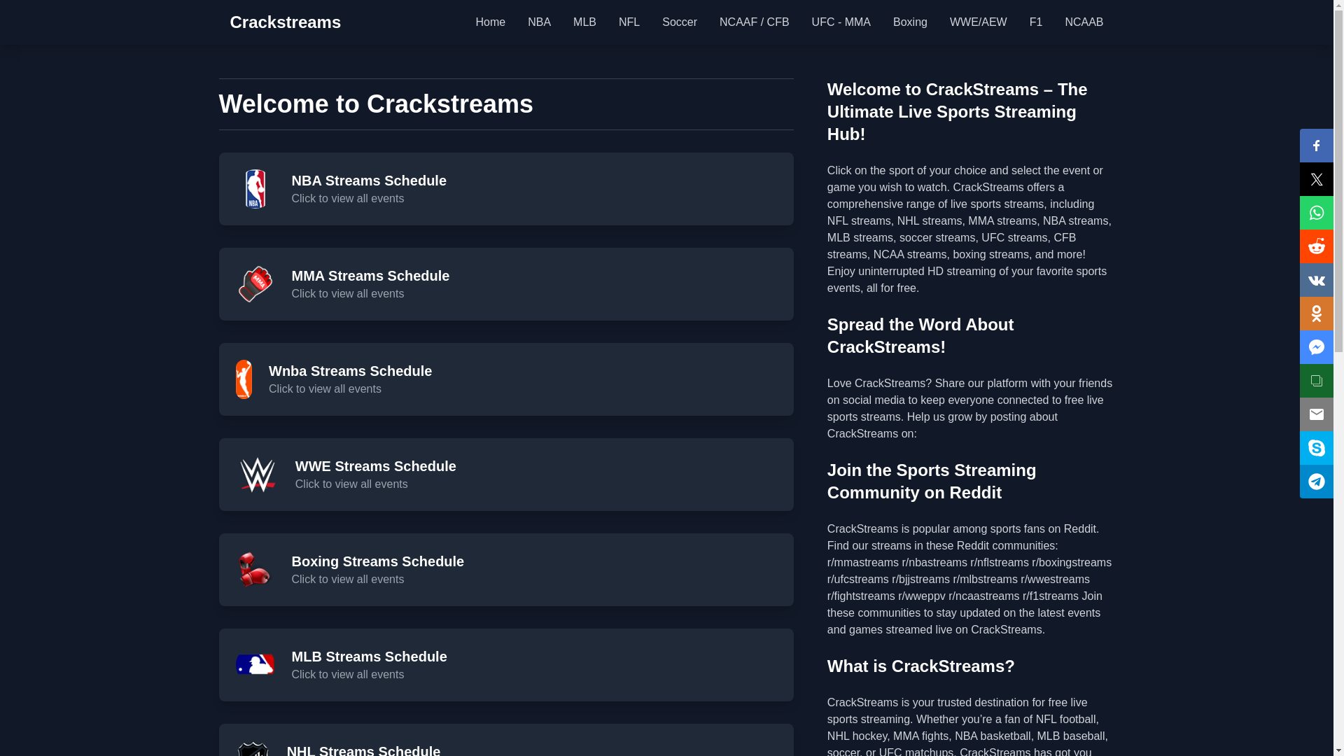 website screenshot of https://crackstreams.cx/