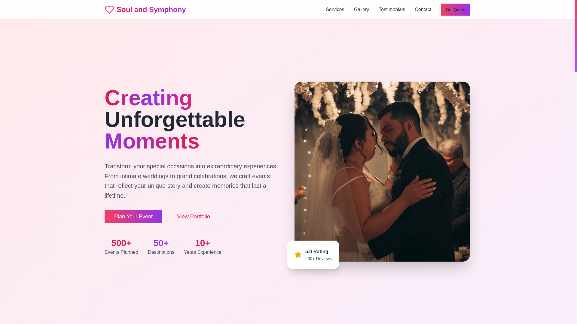 website screenshot of https://soulandsymphony.com/