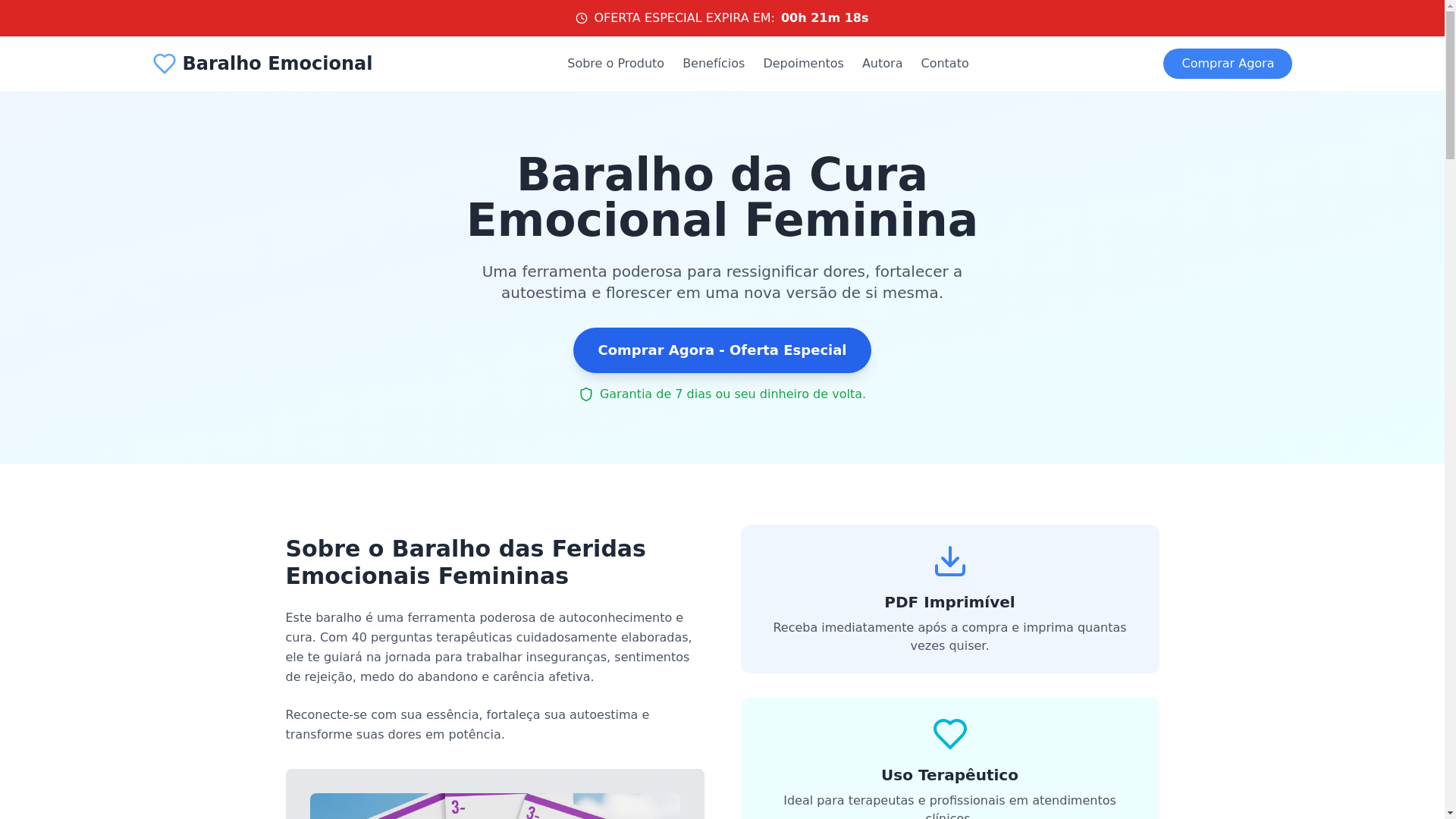website screenshot of https://baralhosemocionais.shop/