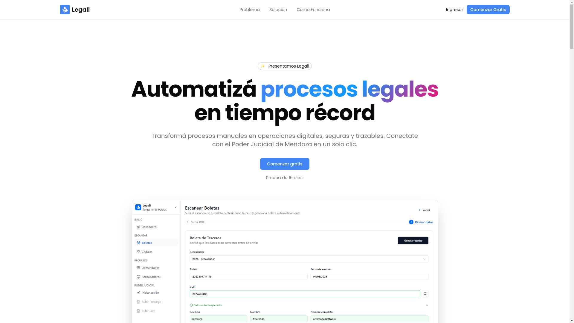 website screenshot of https://legali.ar/