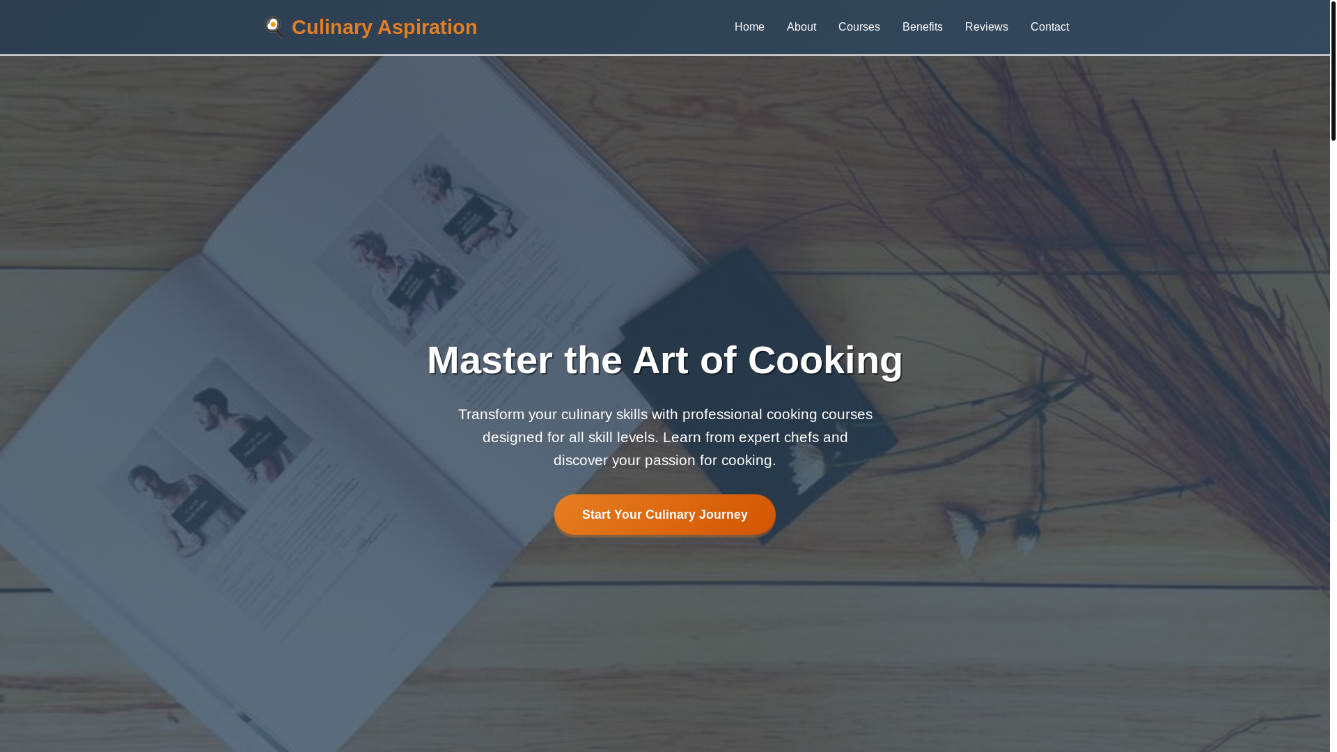 website screenshot of https://culinaryaspiration.courses/