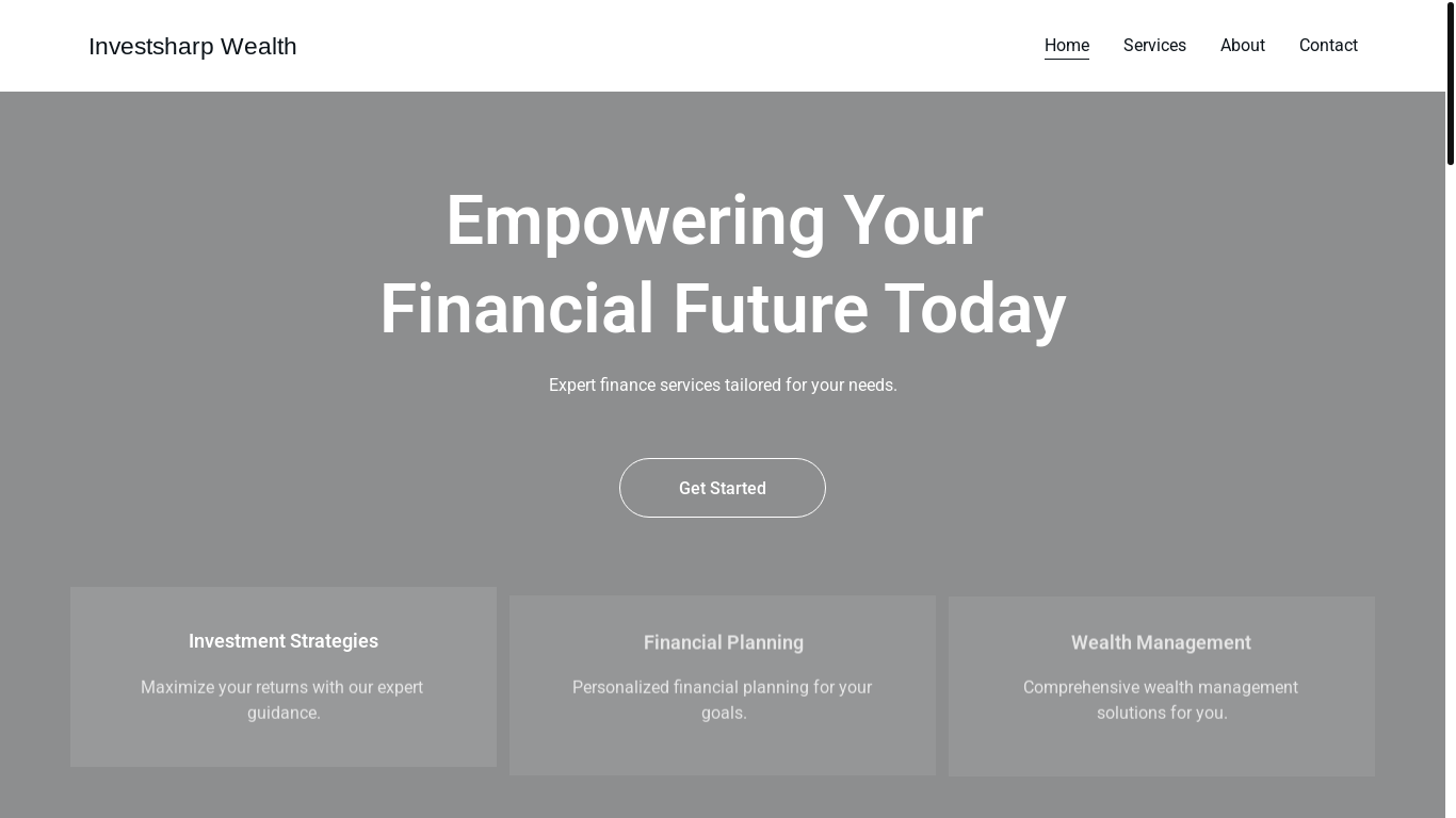 website screenshot of https://investsharpwealth.com/