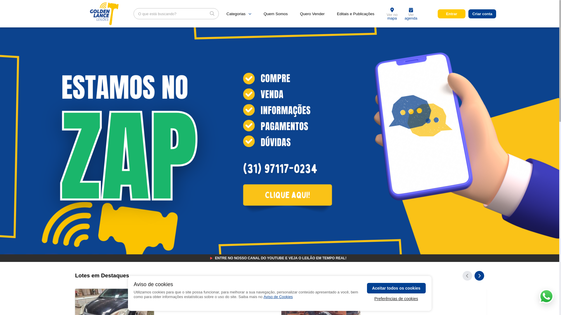 website screenshot of https://goldenlanceleiloes.com.br/