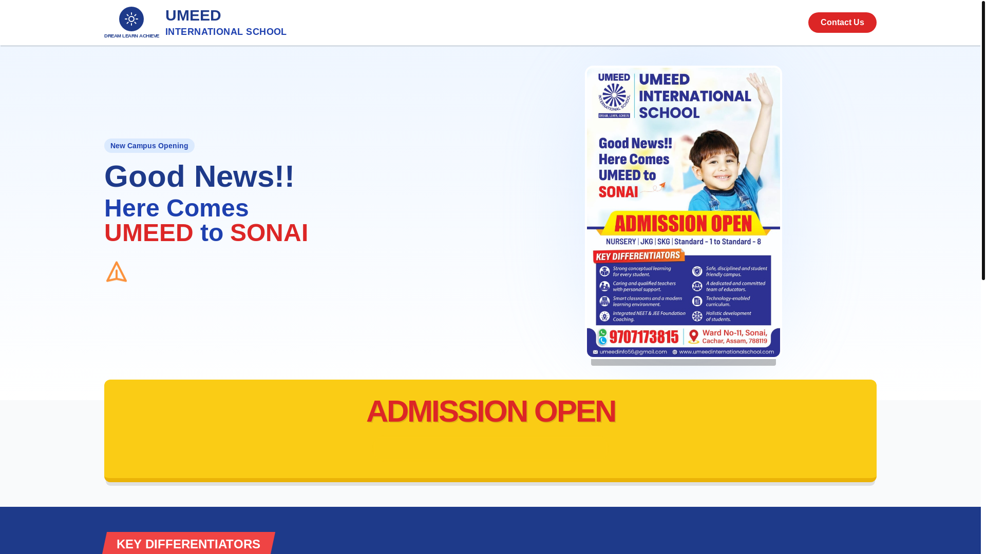 website screenshot of https://umeedinternationalschool.com/