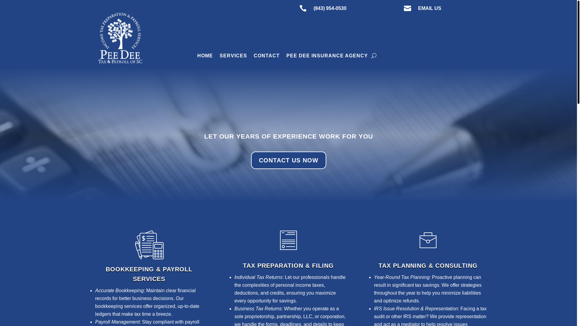 website screenshot of https://peedeeinsuranceofsc.com/
