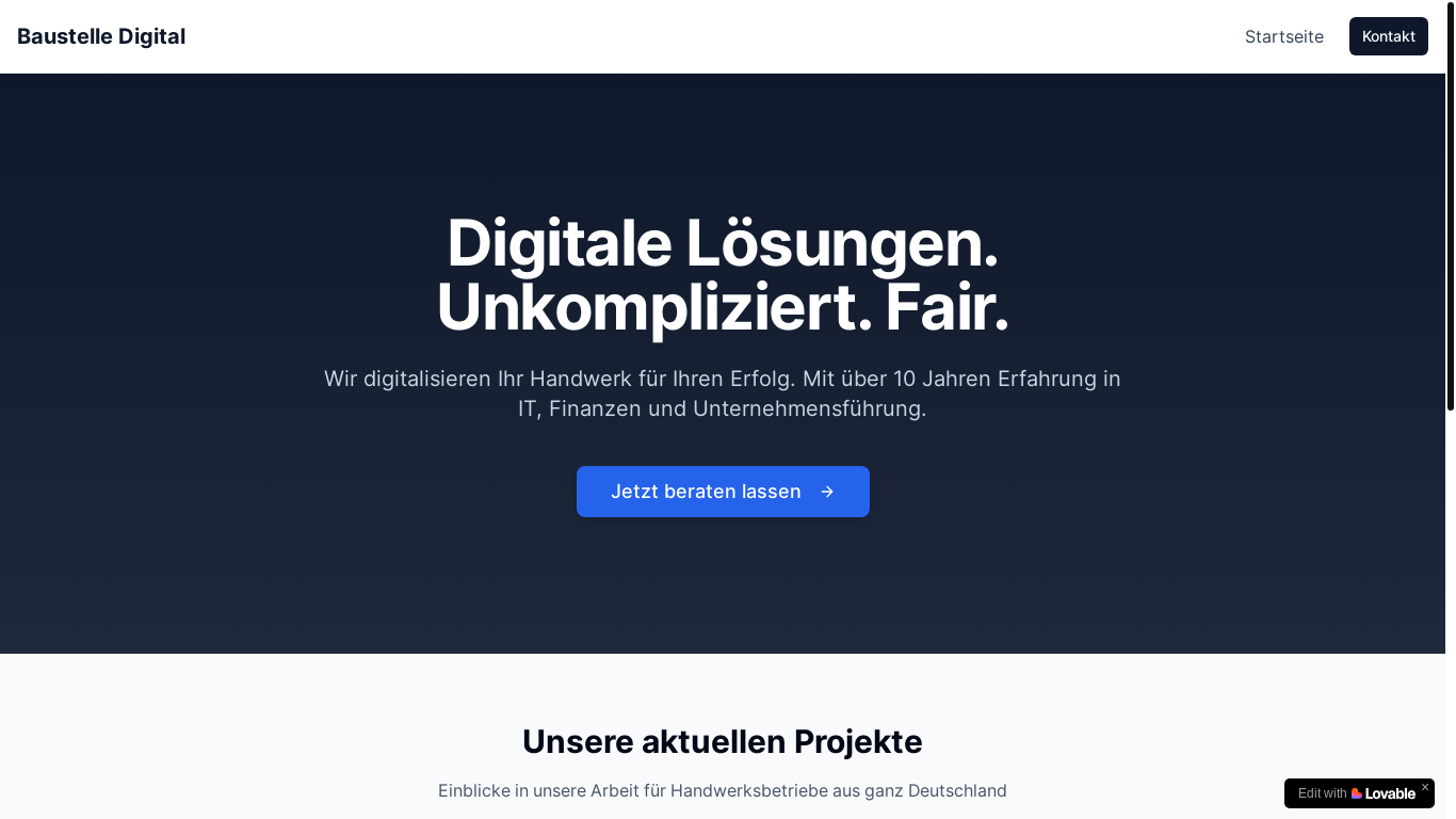 website screenshot of https://baustelle-digital.online/