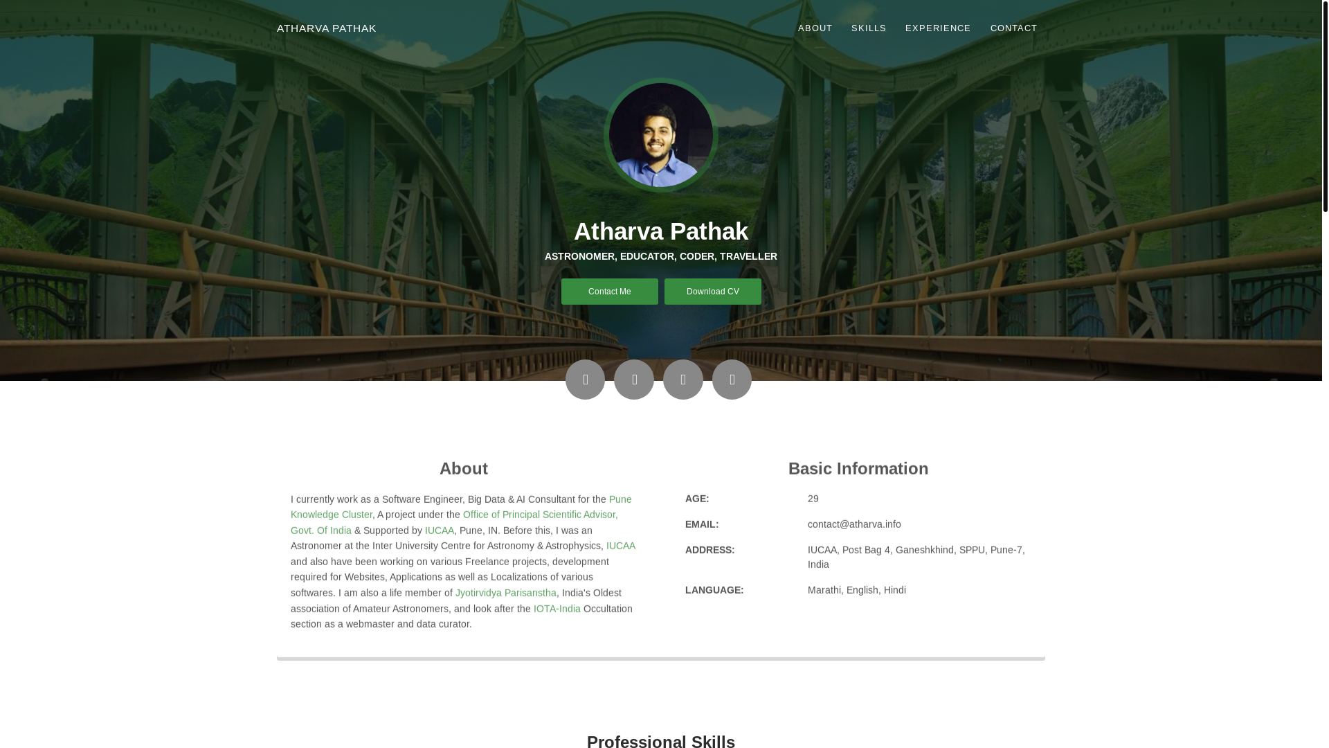 website screenshot of https://atharva.info/