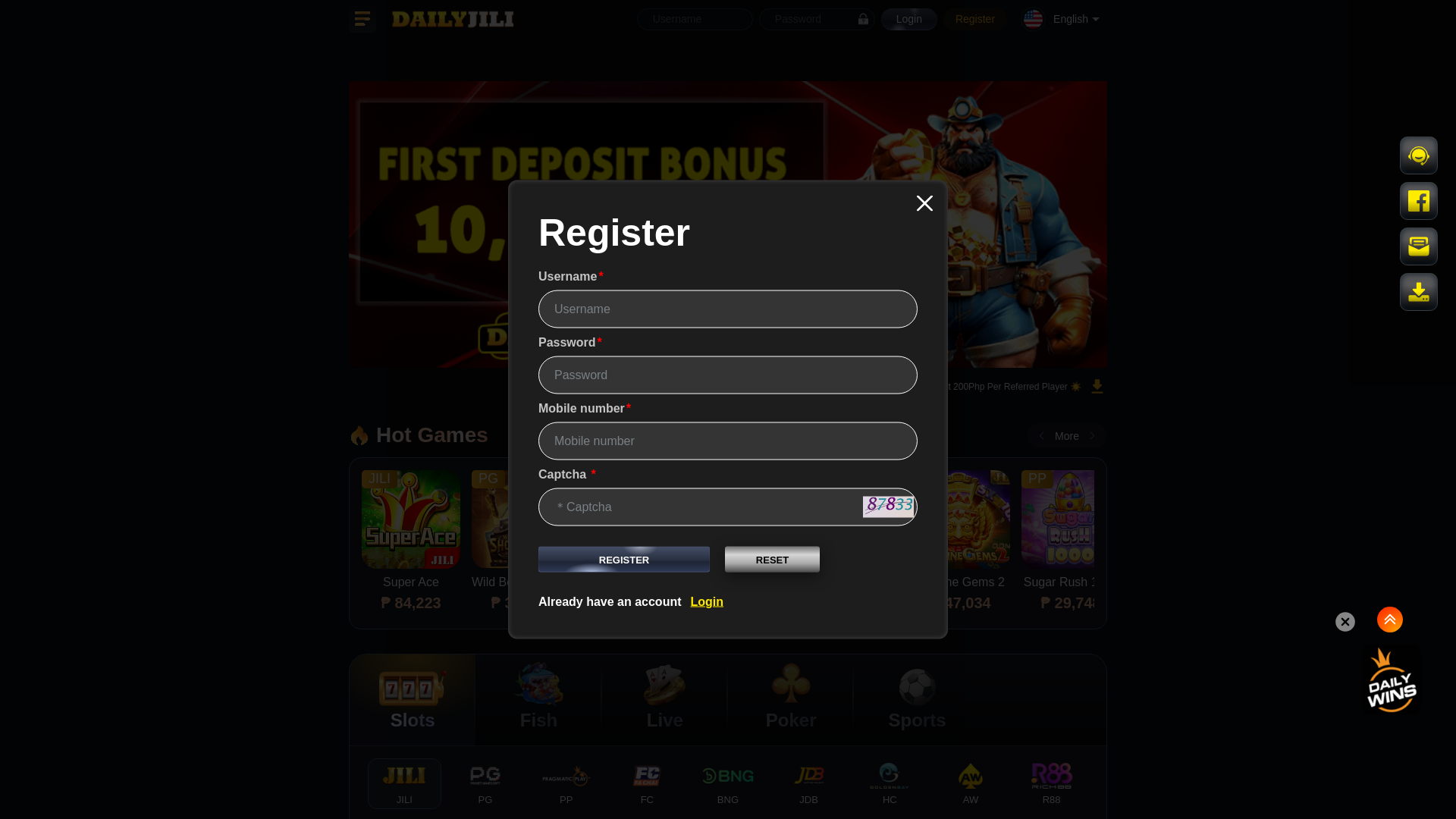 website screenshot of http://vip999.dailyjili41.com/?referralCode=ghq4509