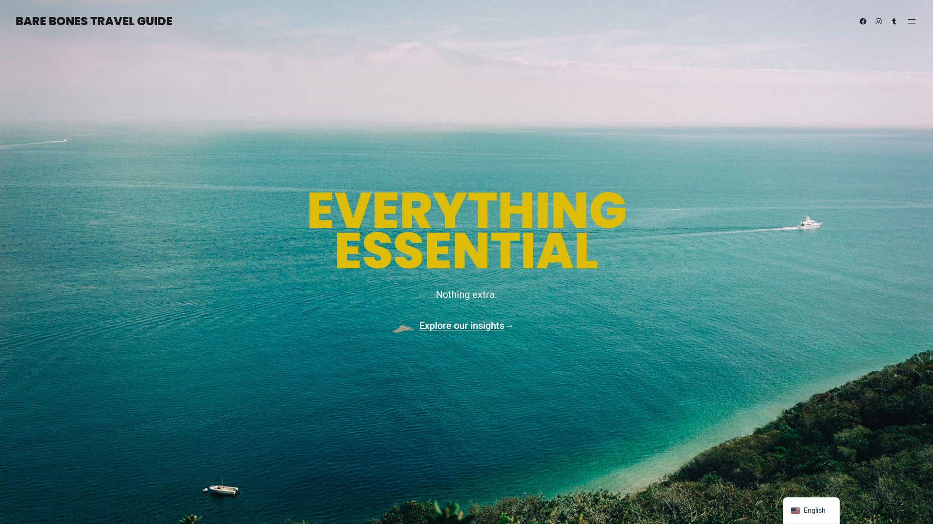 website screenshot of https://barebonestravelguide.com/