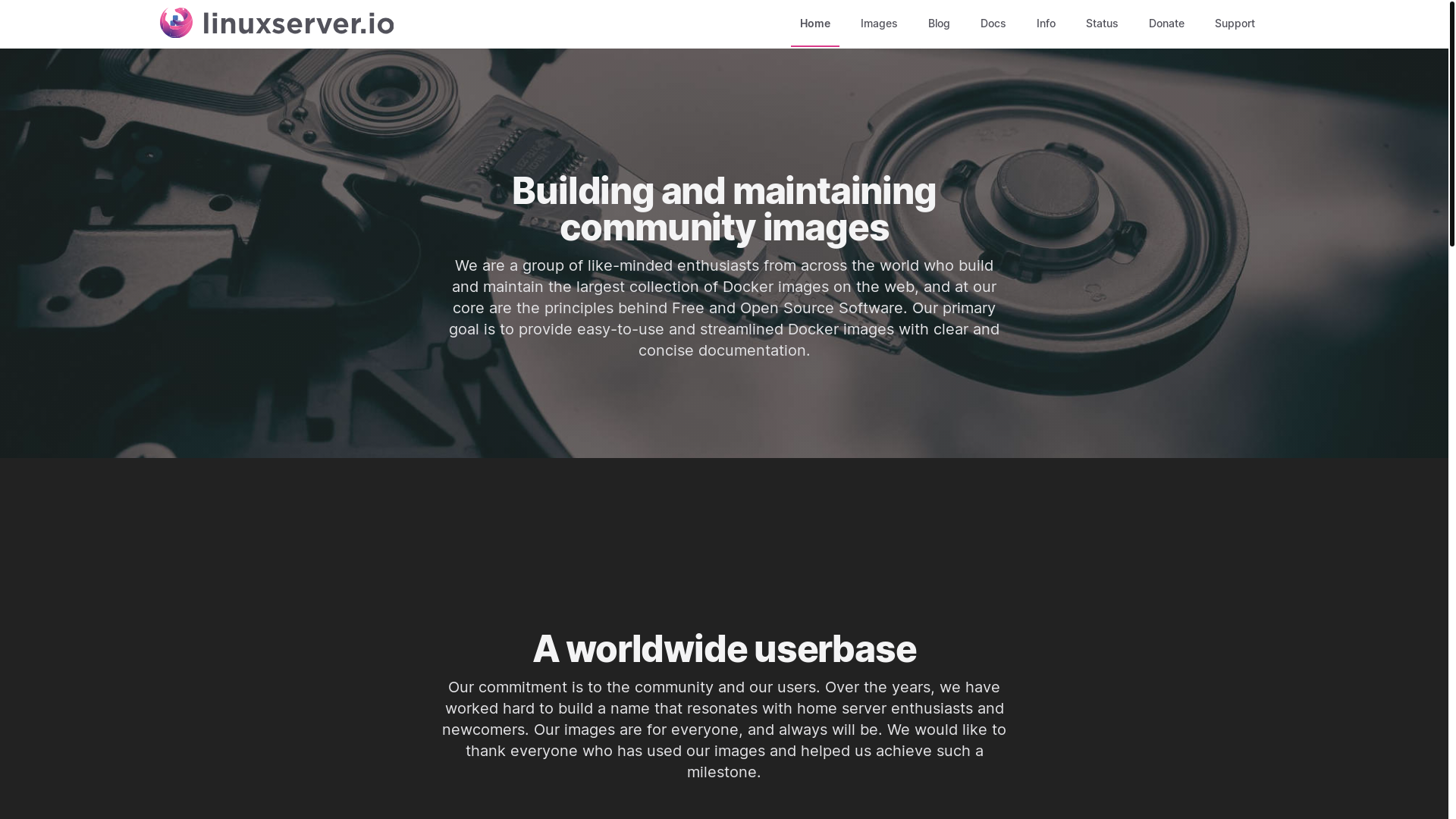 website screenshot of https://linuxserver.io
