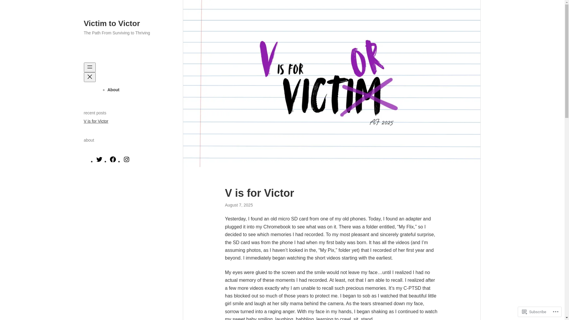 website screenshot of https://visforvictor.blog/
