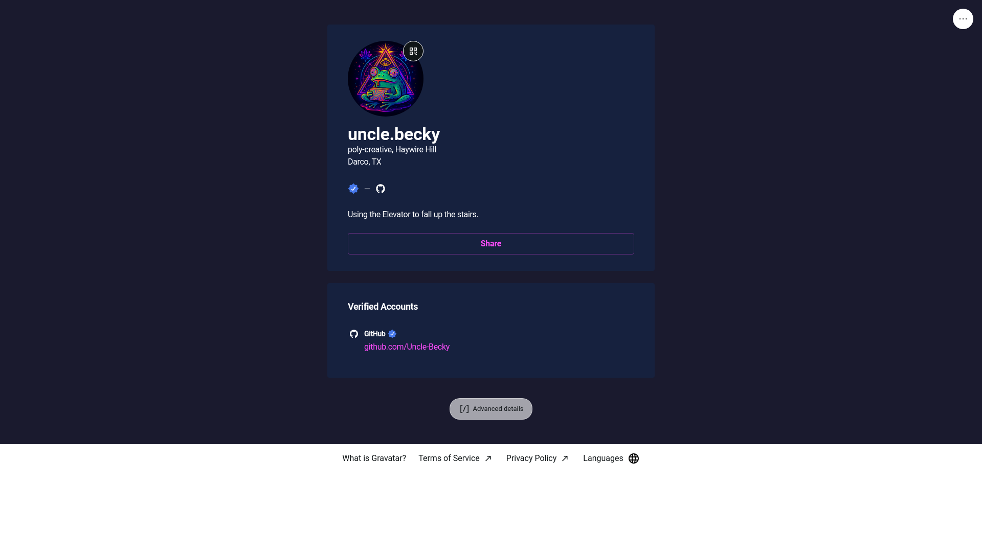 website screenshot of https://unclebecky.guru/