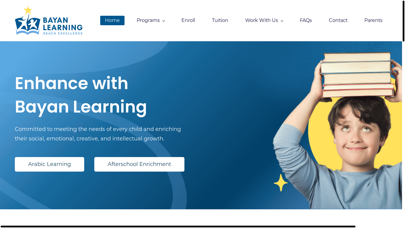 website screenshot of https://bayanlearning.com/
