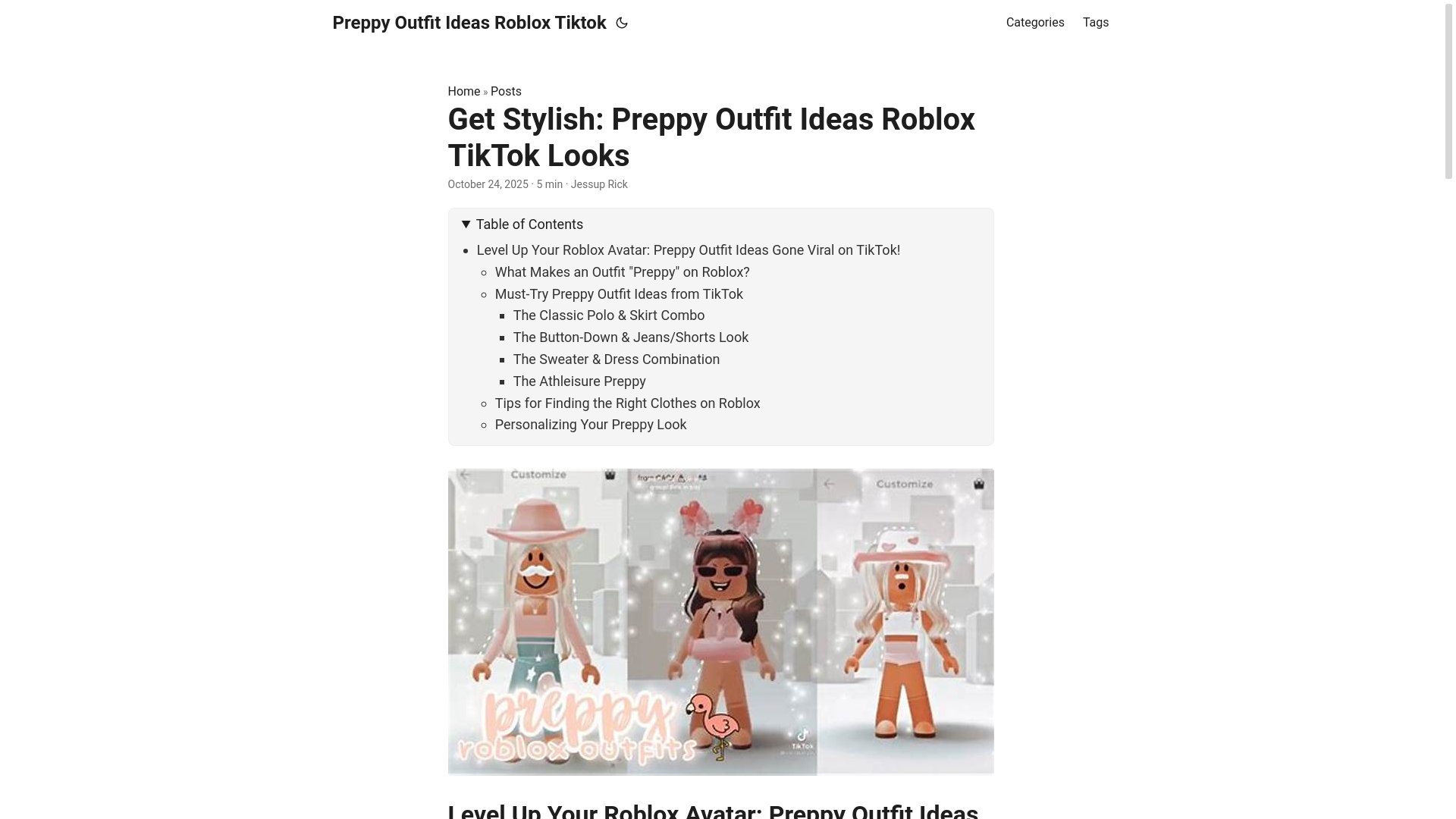 website screenshot of https://preppy-outfit-ideas-roblox-tiktok.pages.dev/