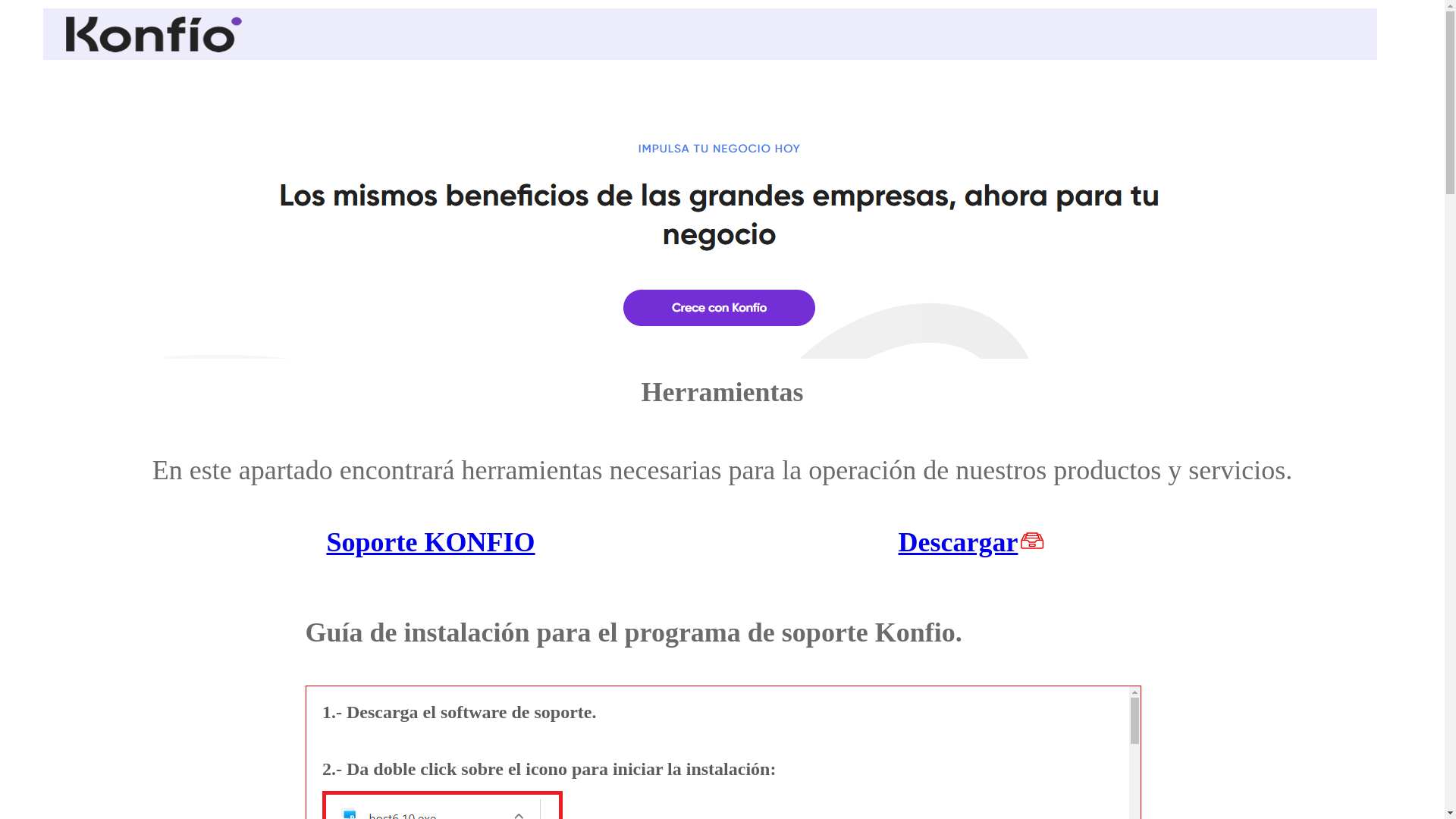 website screenshot of https://konfiosoporte.net/