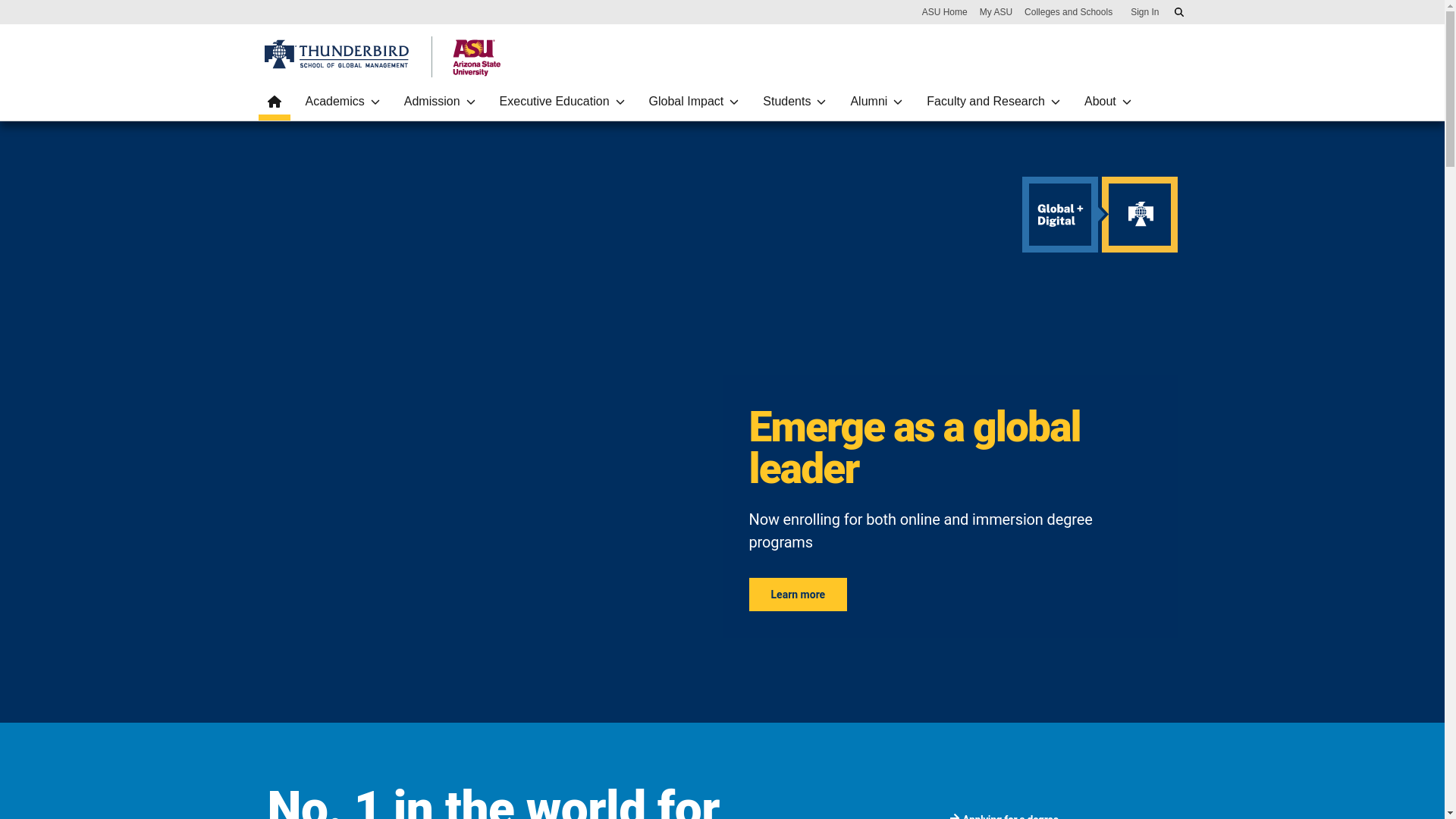 website screenshot of https://thunderbird.asu.edu/