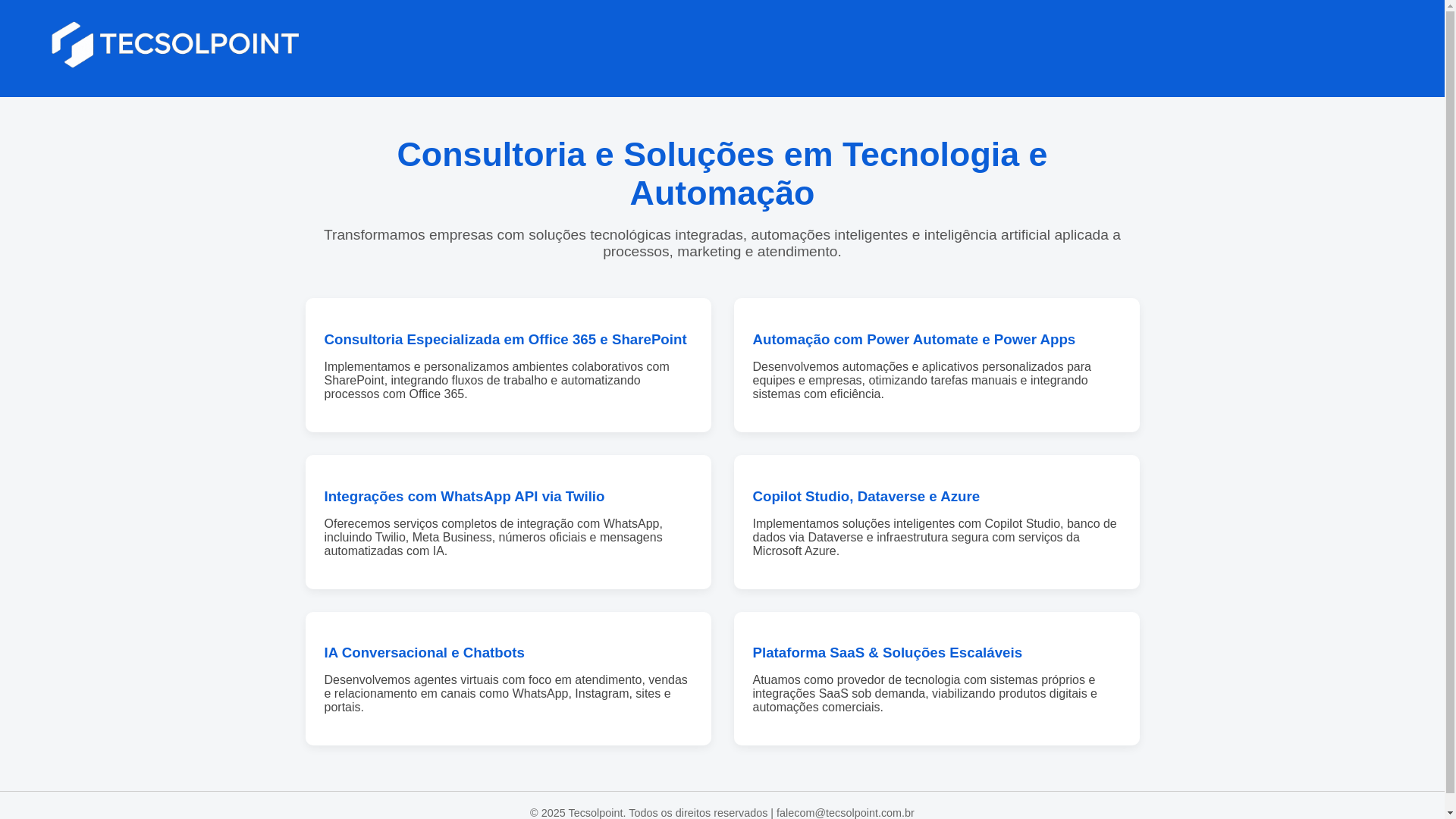 website screenshot of https://tecsolpoint.com.br/