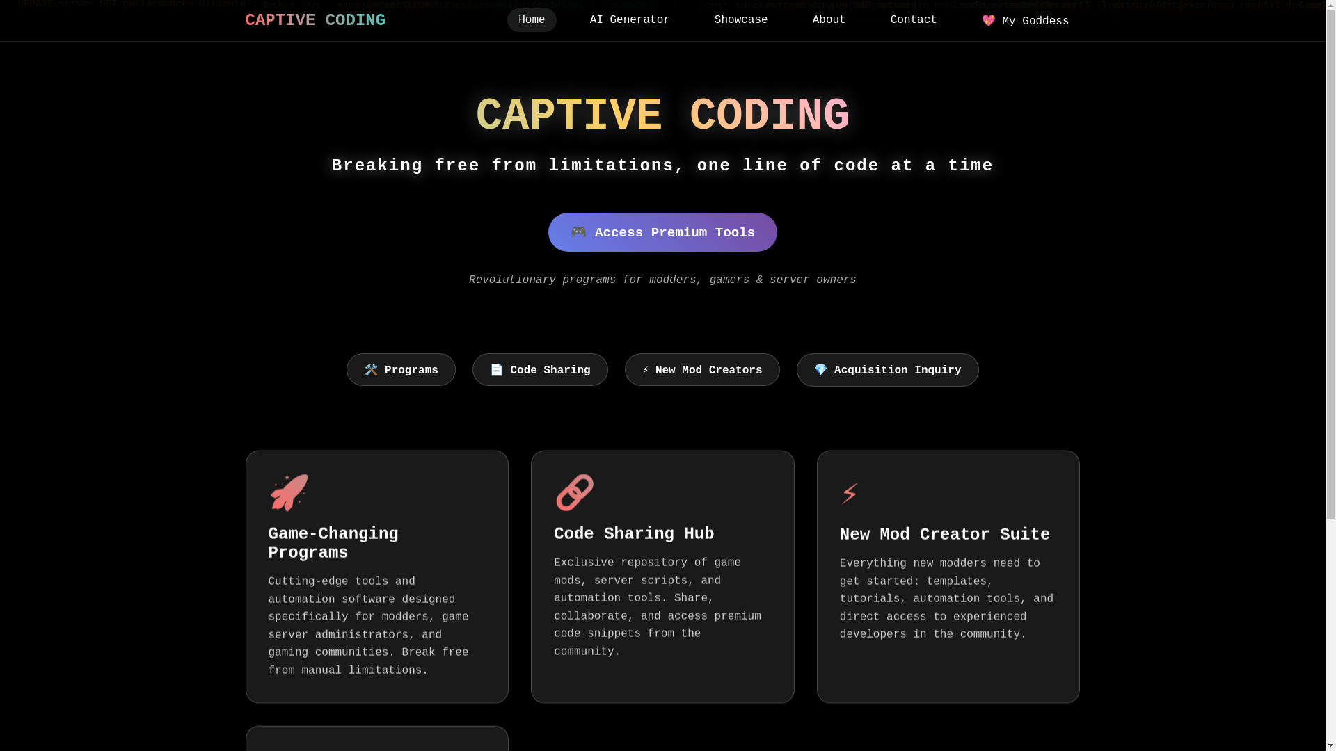 website screenshot of https://captivecoding.pages.dev/