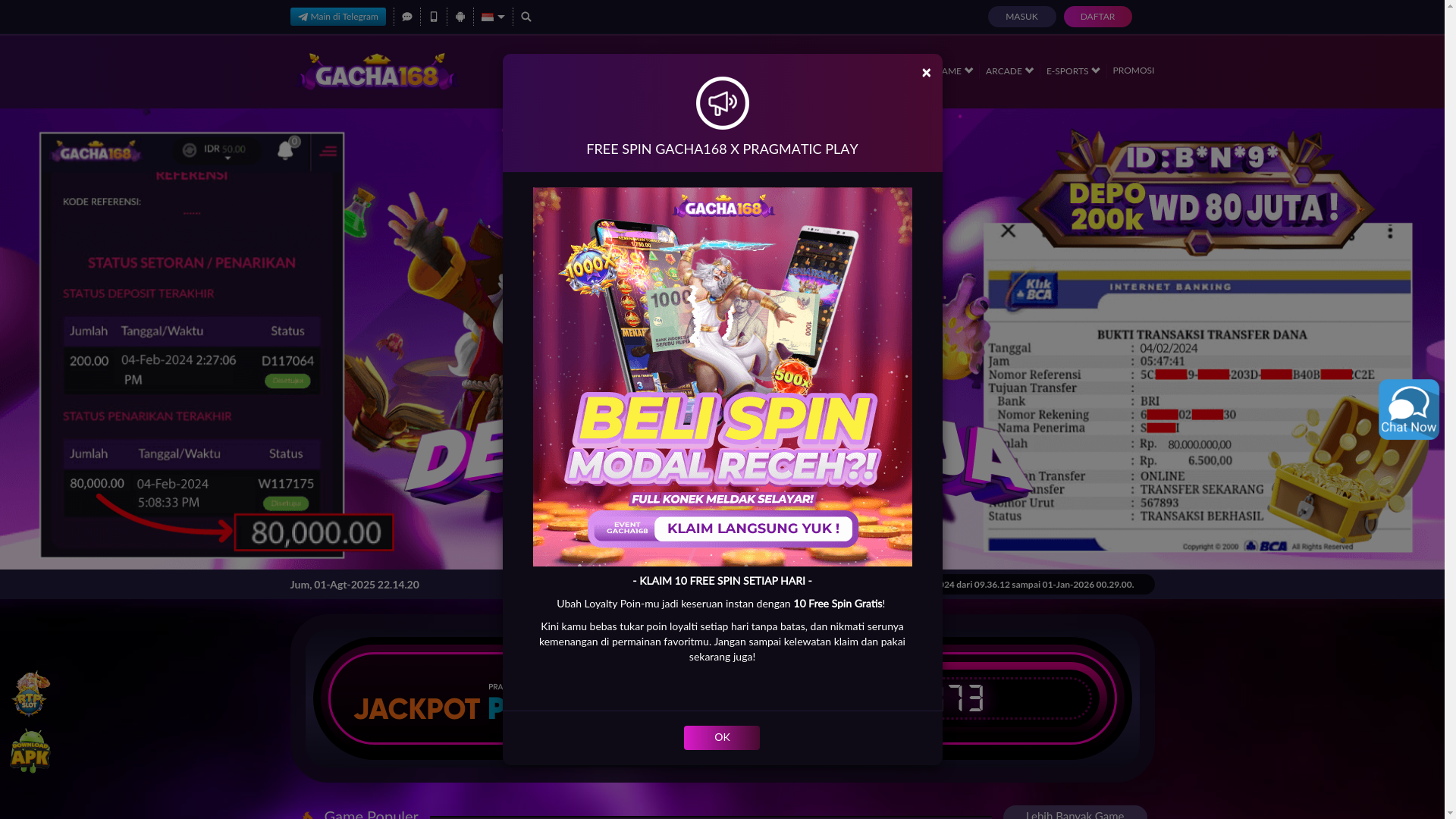 website screenshot of https://gacha168win28.store/