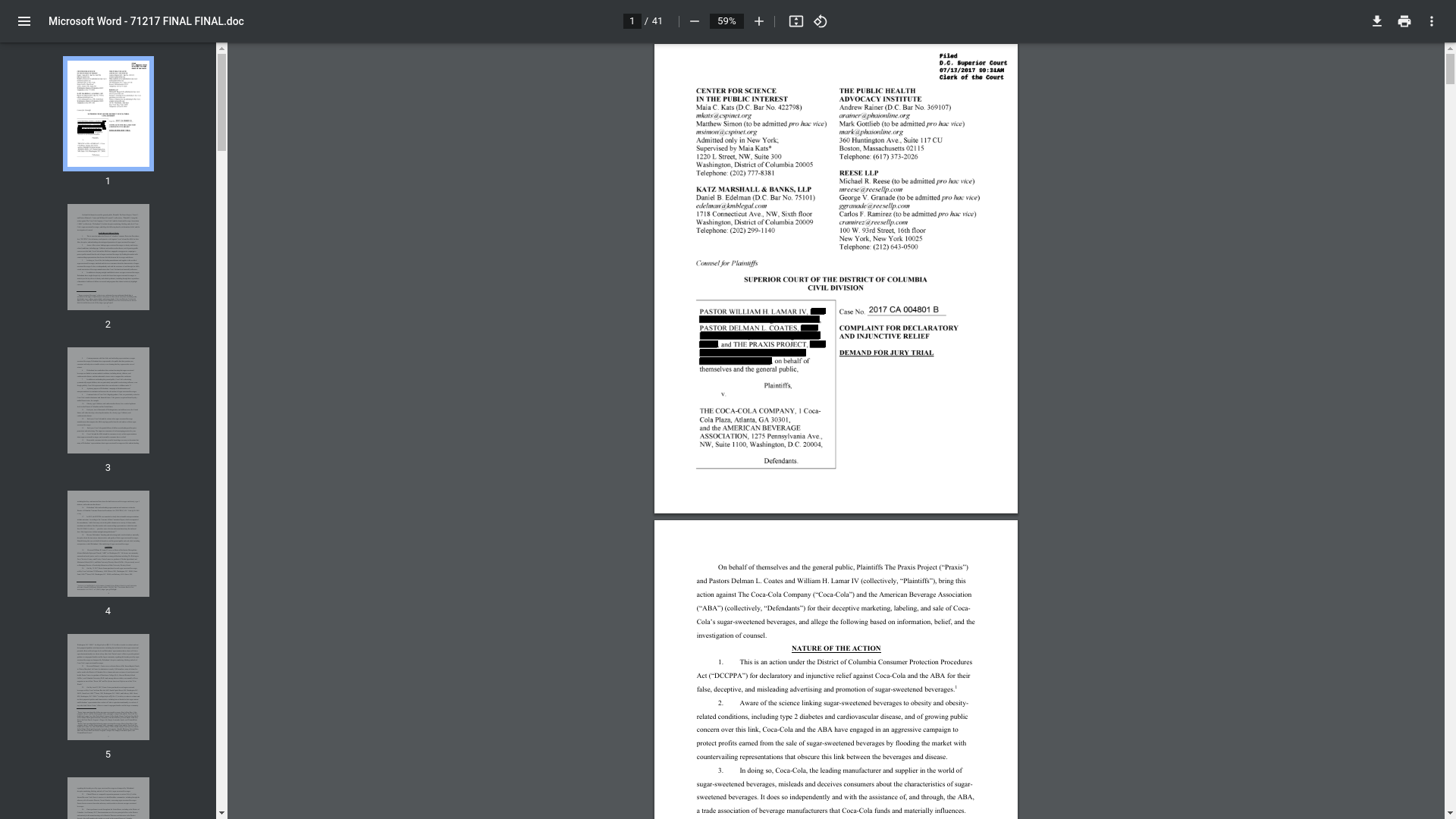 website screenshot of https://www.cspinet.org/sites/default/files/2021-11/CokeABA%20Complaint.pdf