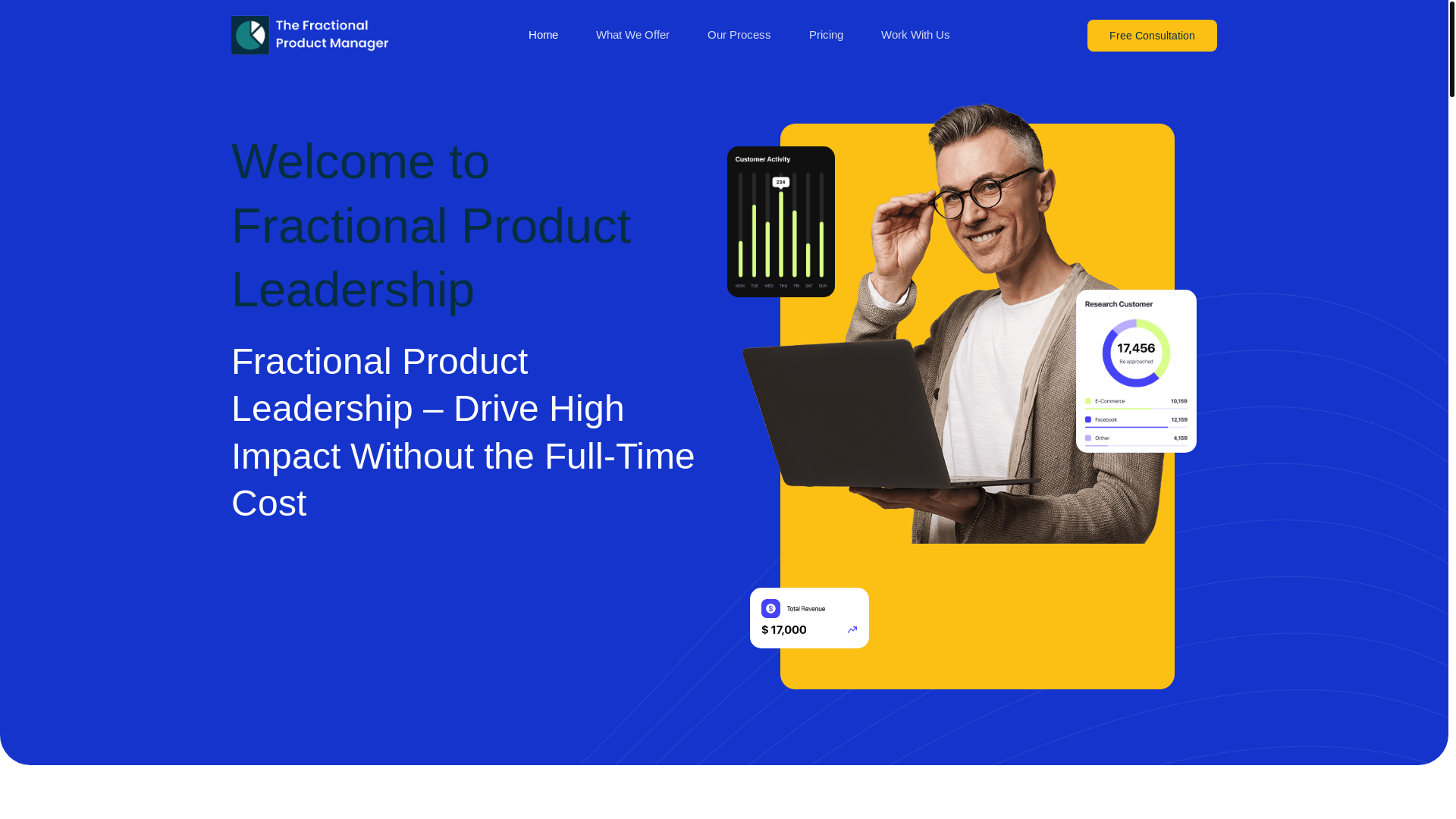 website screenshot of https://thefractionalproductleadership.com/