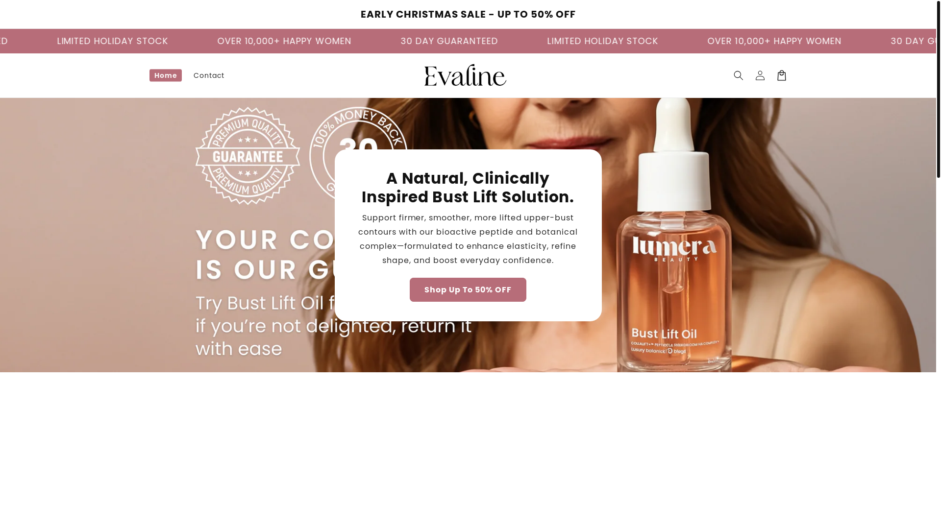 website screenshot of https://getevaline.com/