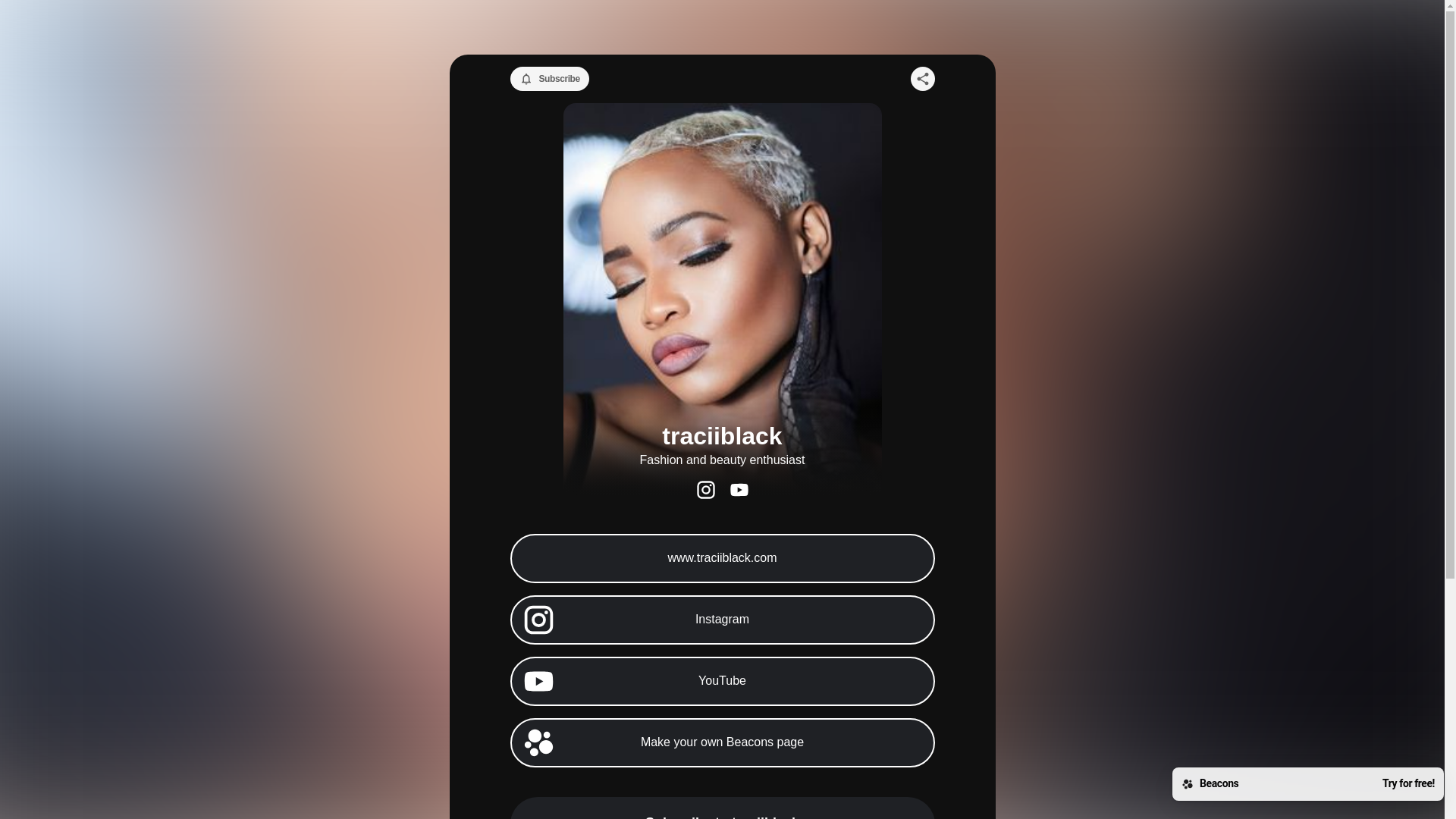 website screenshot of https://traciiblack.bio/