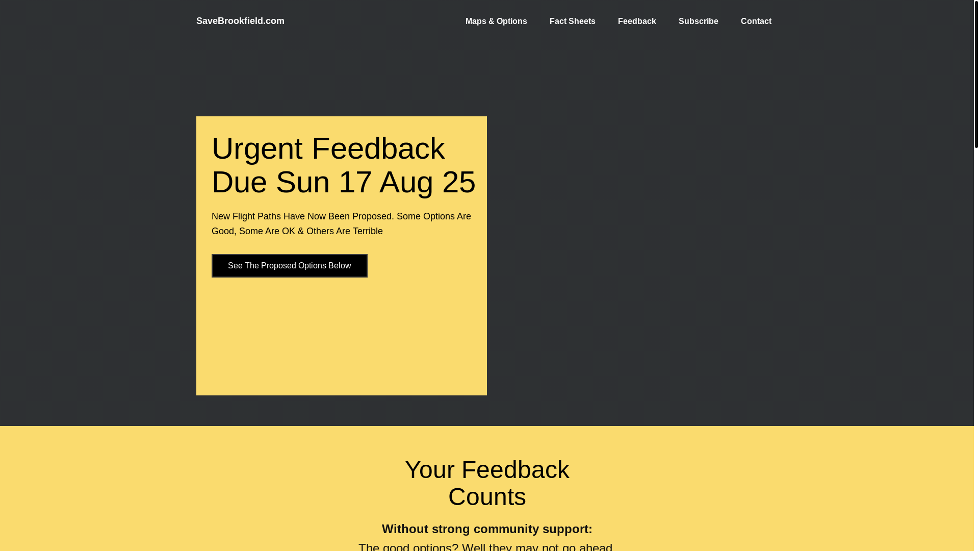 website screenshot of https://savebrookfield.com/