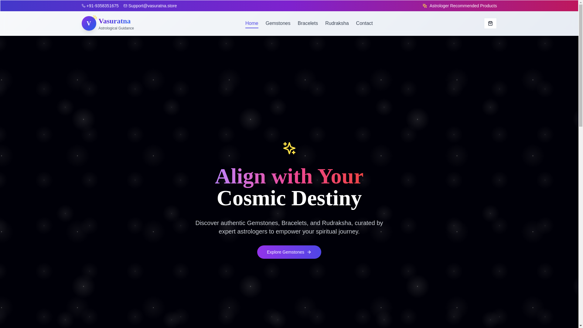 website screenshot of https://vasuratna.shop/