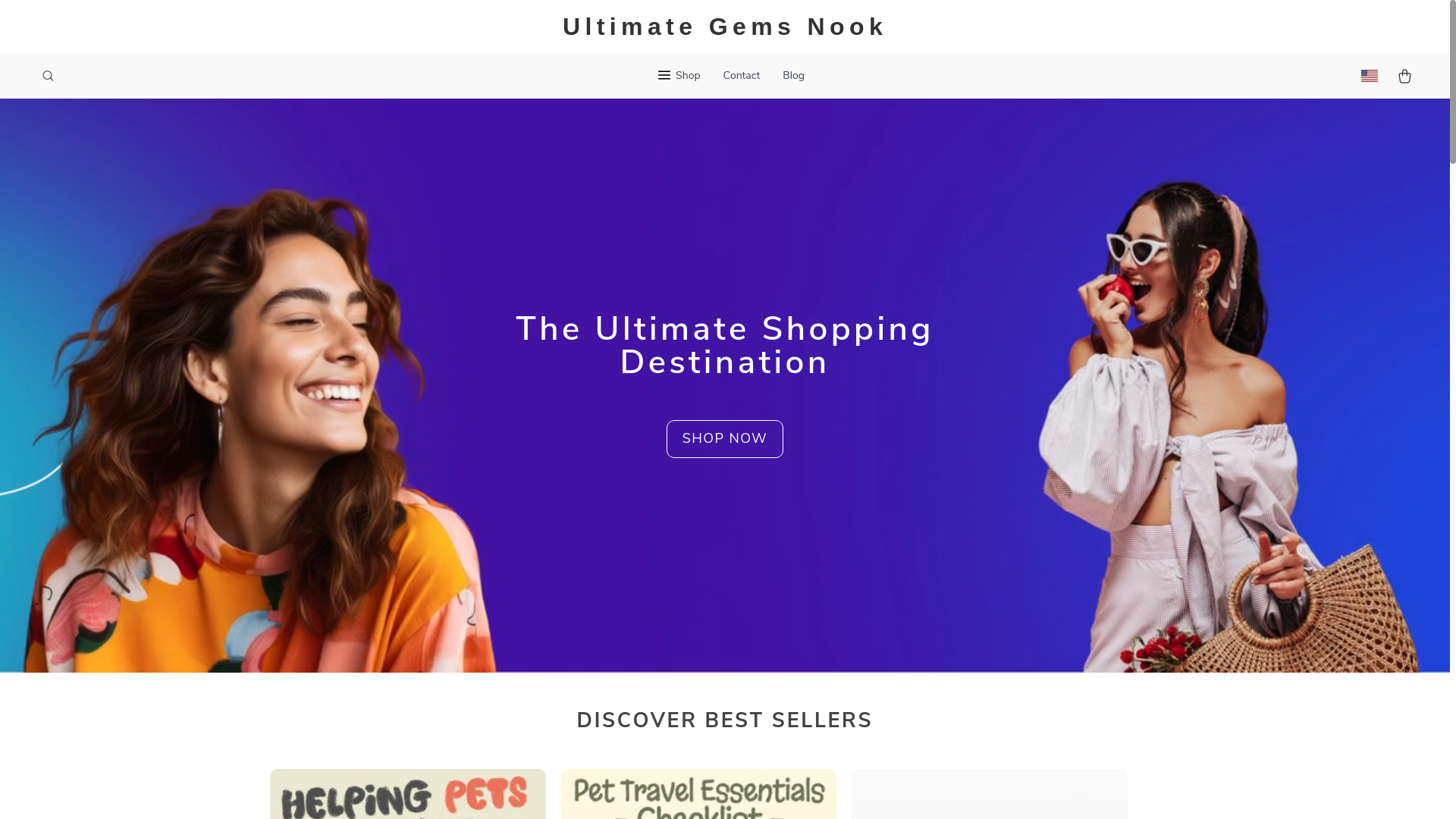 website screenshot of https://ultimategemsnook.shop/