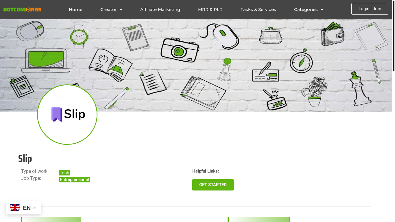 website screenshot of https://dotcomkings.com/slip/