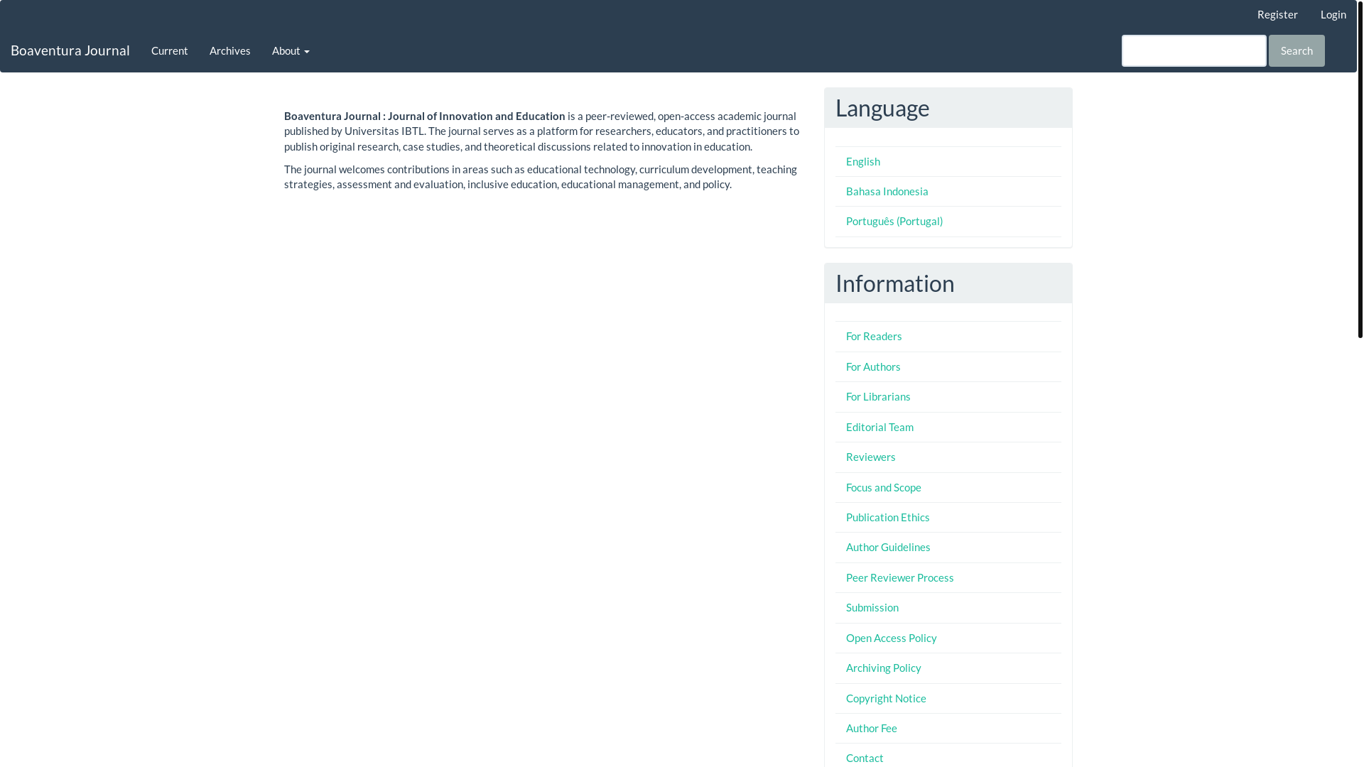 website screenshot of https://boaventurajournal.com/