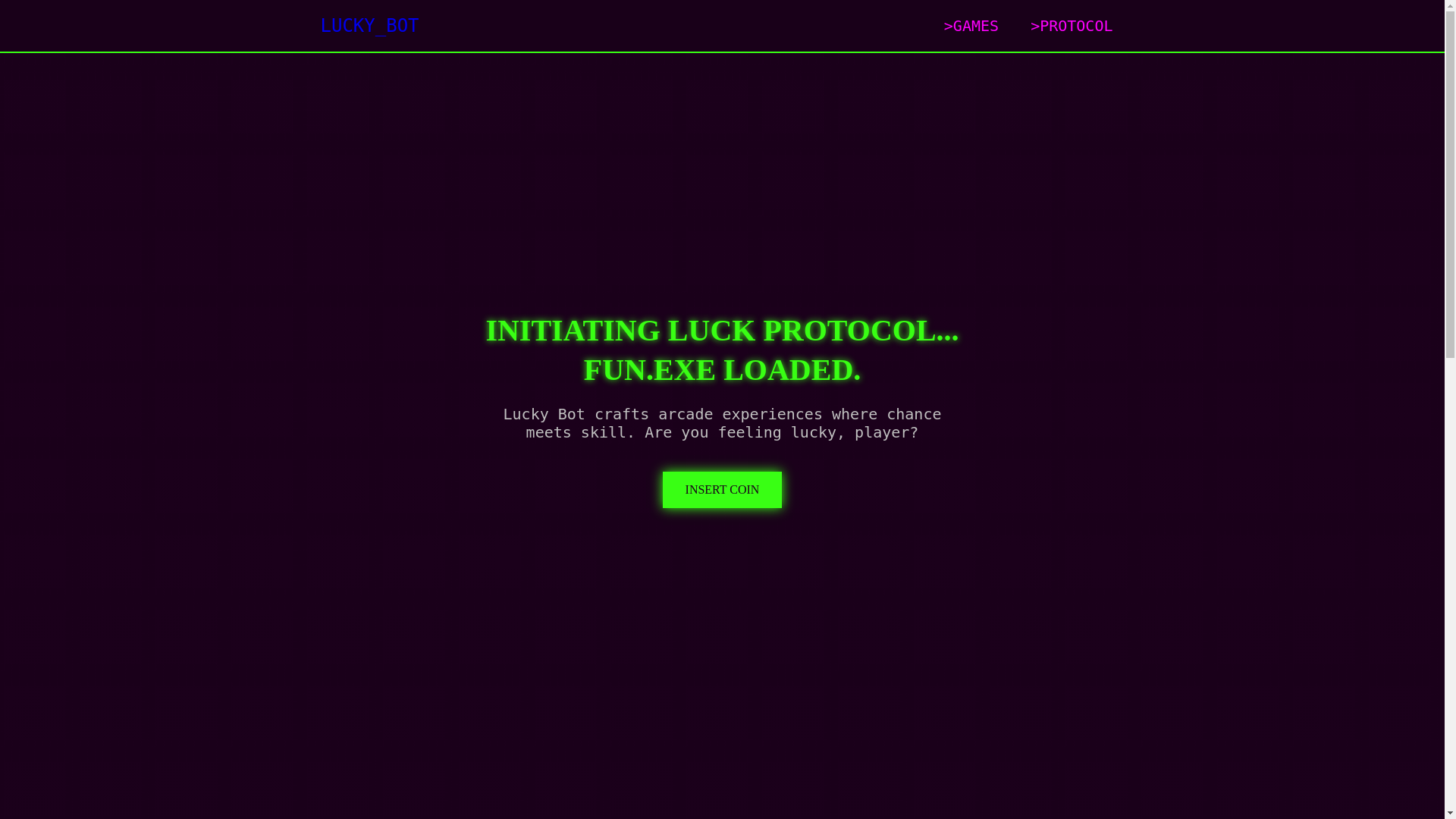 website screenshot of https://luckybotgame.com/