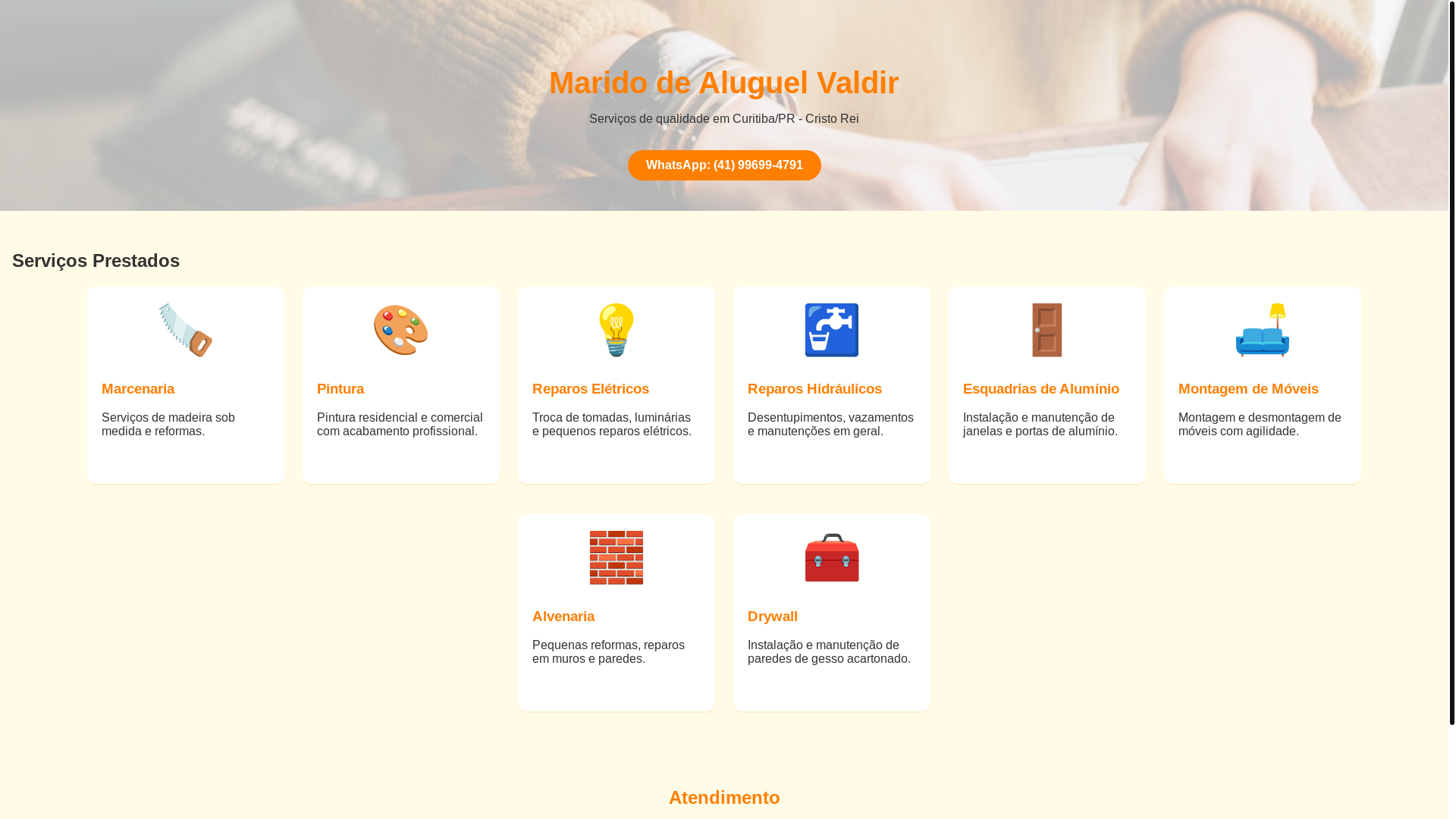 website screenshot of https://valdirmanutencao.com.br/