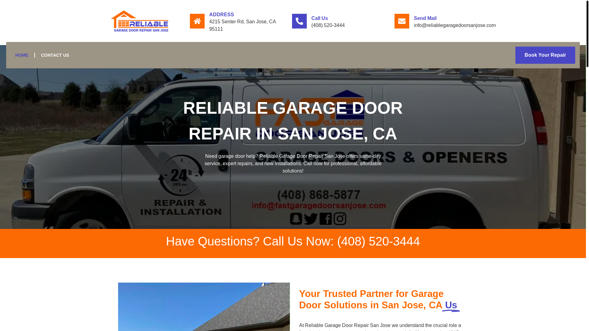 website screenshot of https://reliablegaragedoorsanjose.com/
