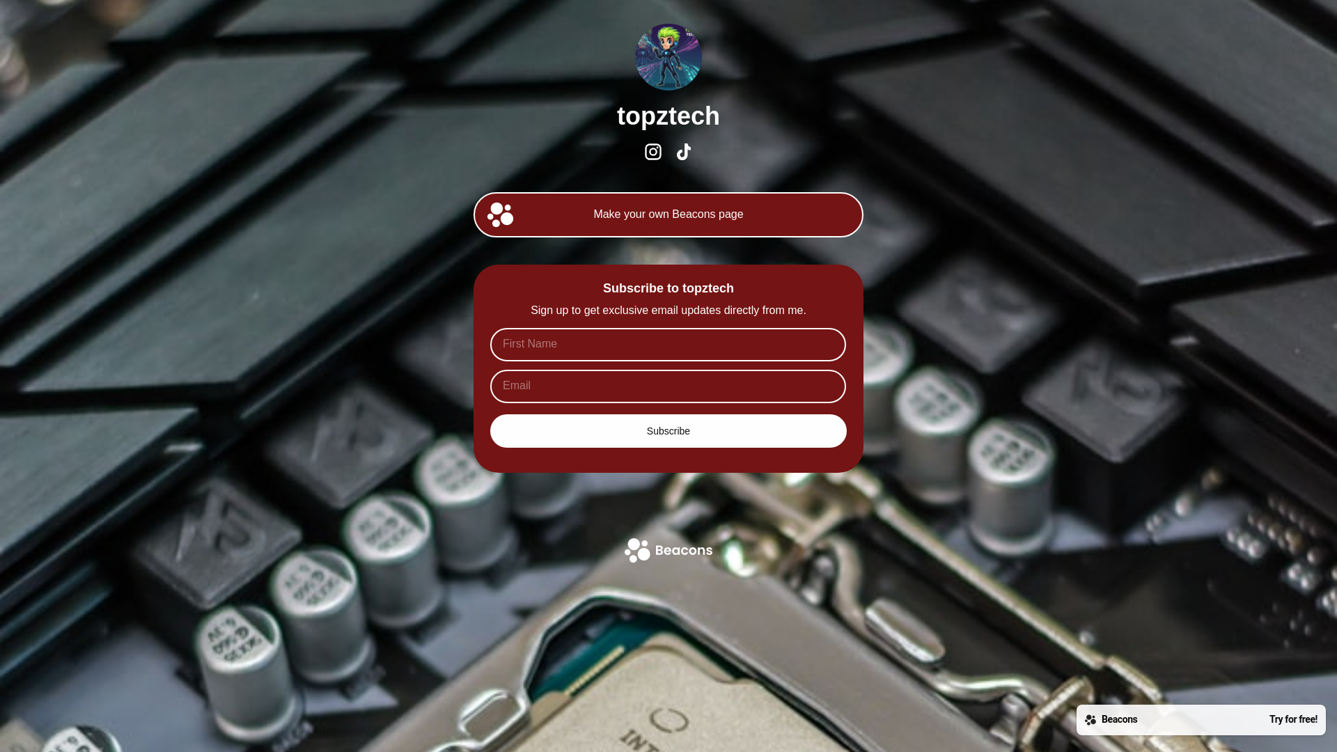 website screenshot of https://topztech.store/