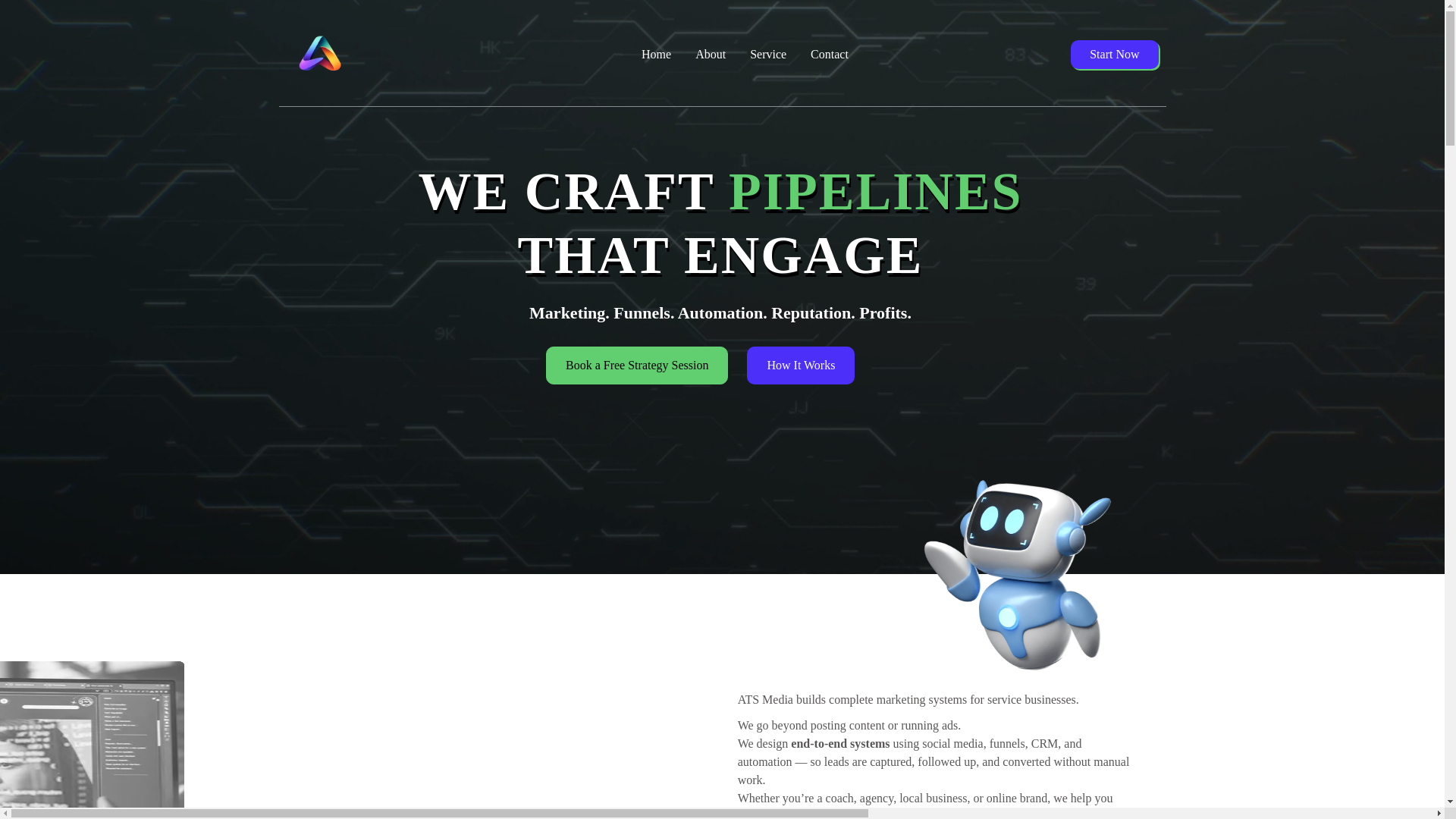 website screenshot of https://atsmedia.io/