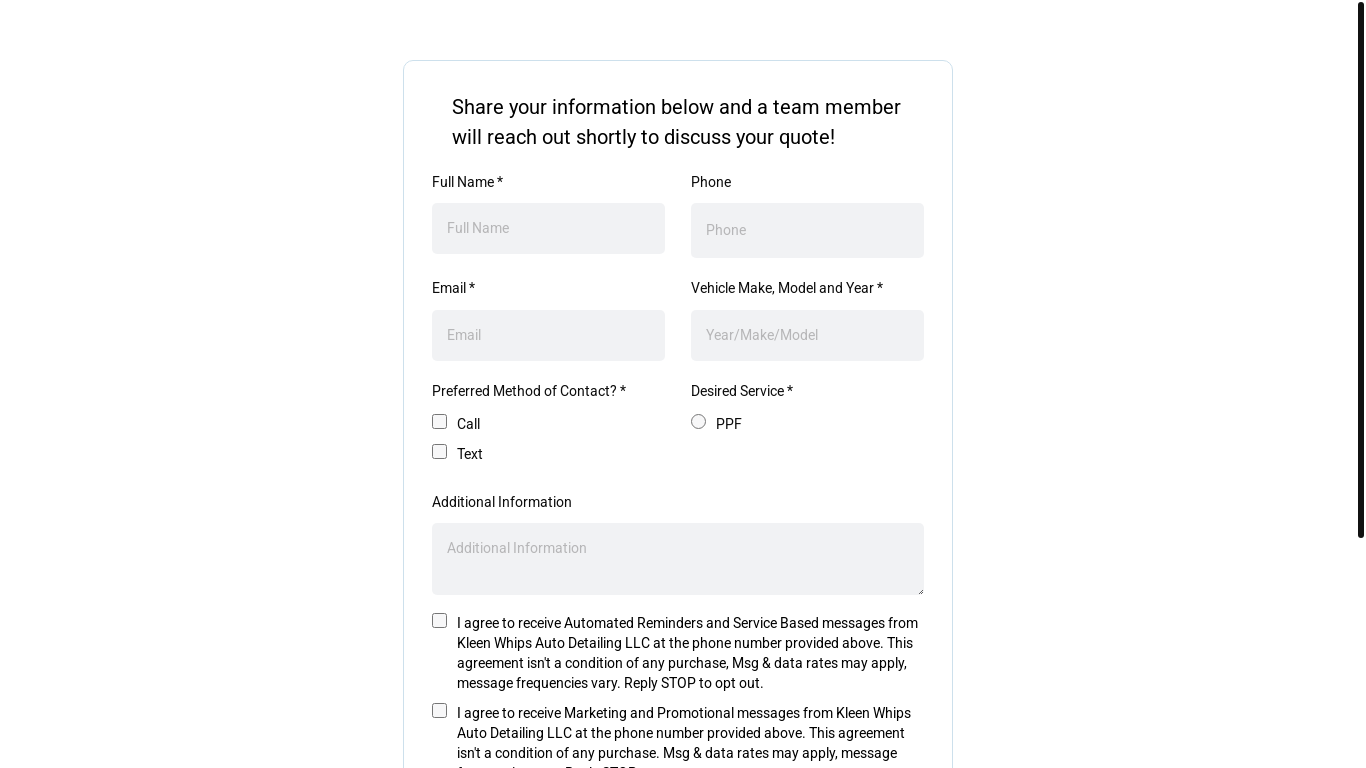 website screenshot of https://kleenwhipspaintprotection.com/