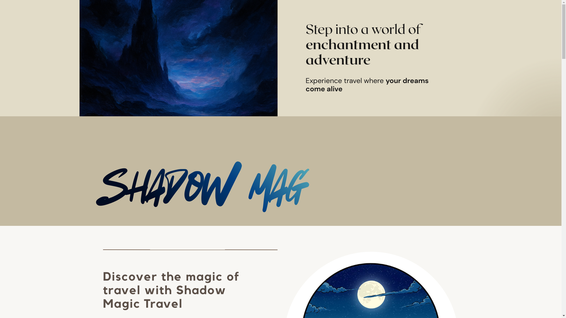 website screenshot of https://shadowmagictravel.com/