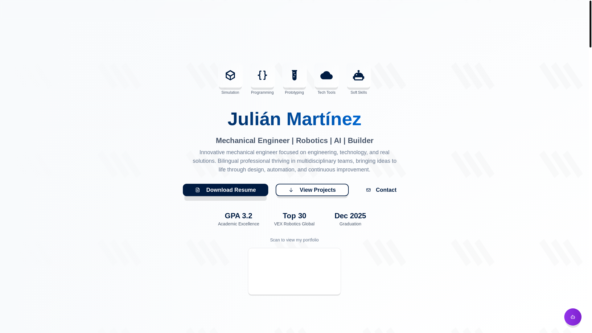 website screenshot of https://julianmartinezresume.com/