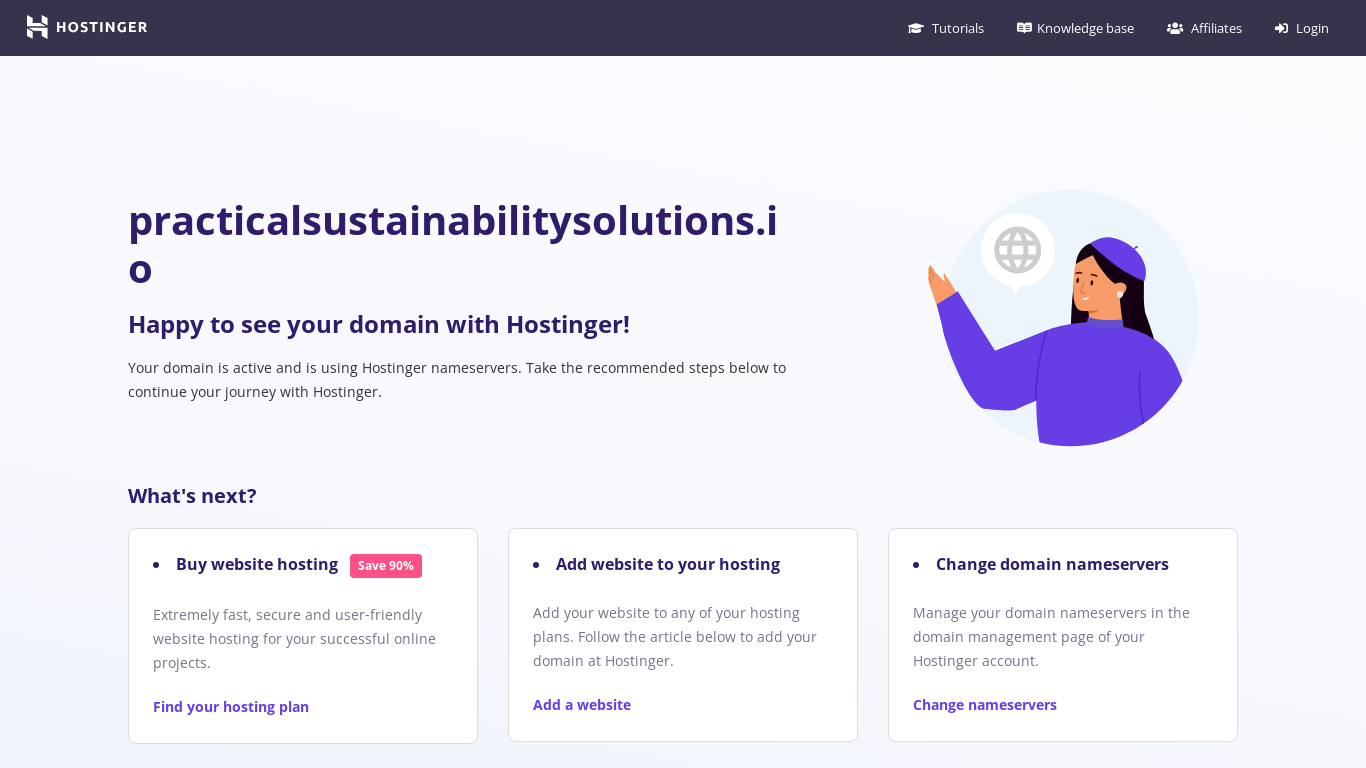 website screenshot of https://practicalsustainabilitysolutions.io/