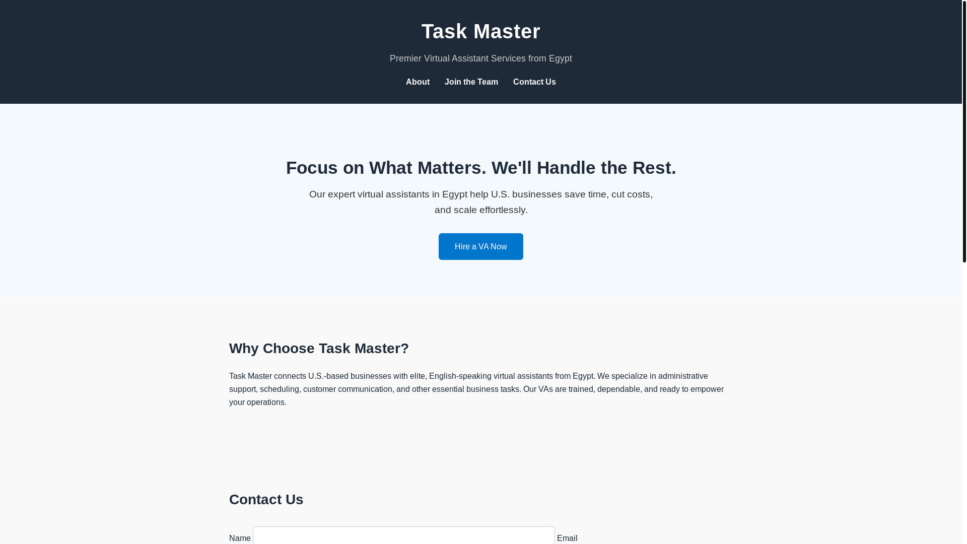 website screenshot of https://taskmasterva.net/