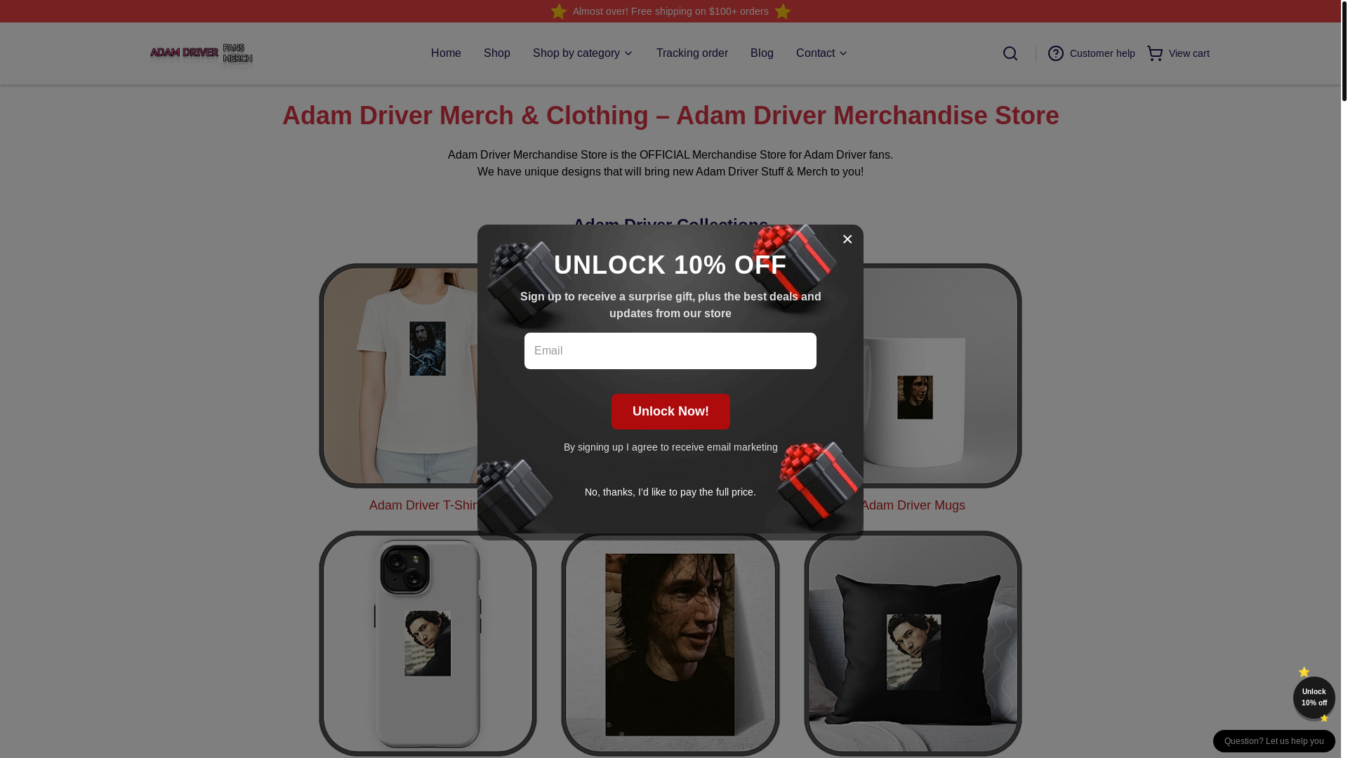 website screenshot of https://adamdriver.shop/