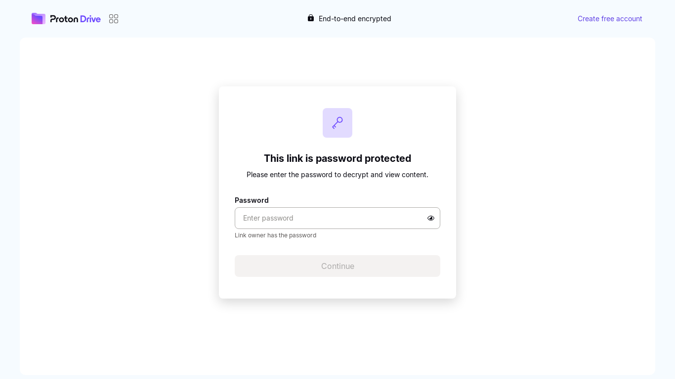website screenshot of https://drive.proton.me/urls/MZ14XFV140#cekpPespBVKl