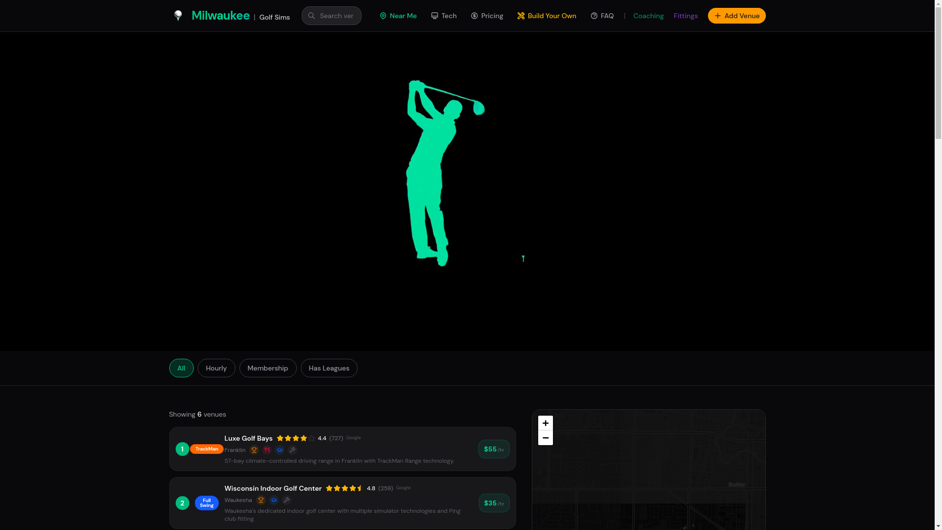 website screenshot of https://milwaukeegolfsims.com/