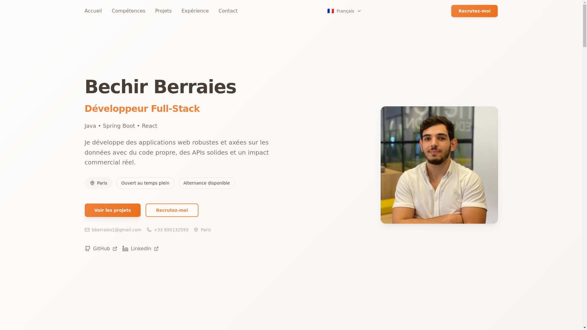 website screenshot of https://bechirberraies.fr/